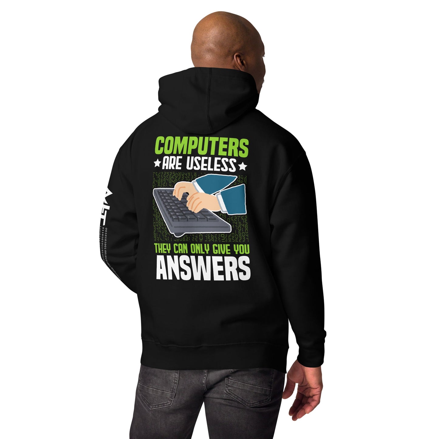 Computer are Useless, they only Give you Answers Hoodie ( Back Print ) by DarkByteGear