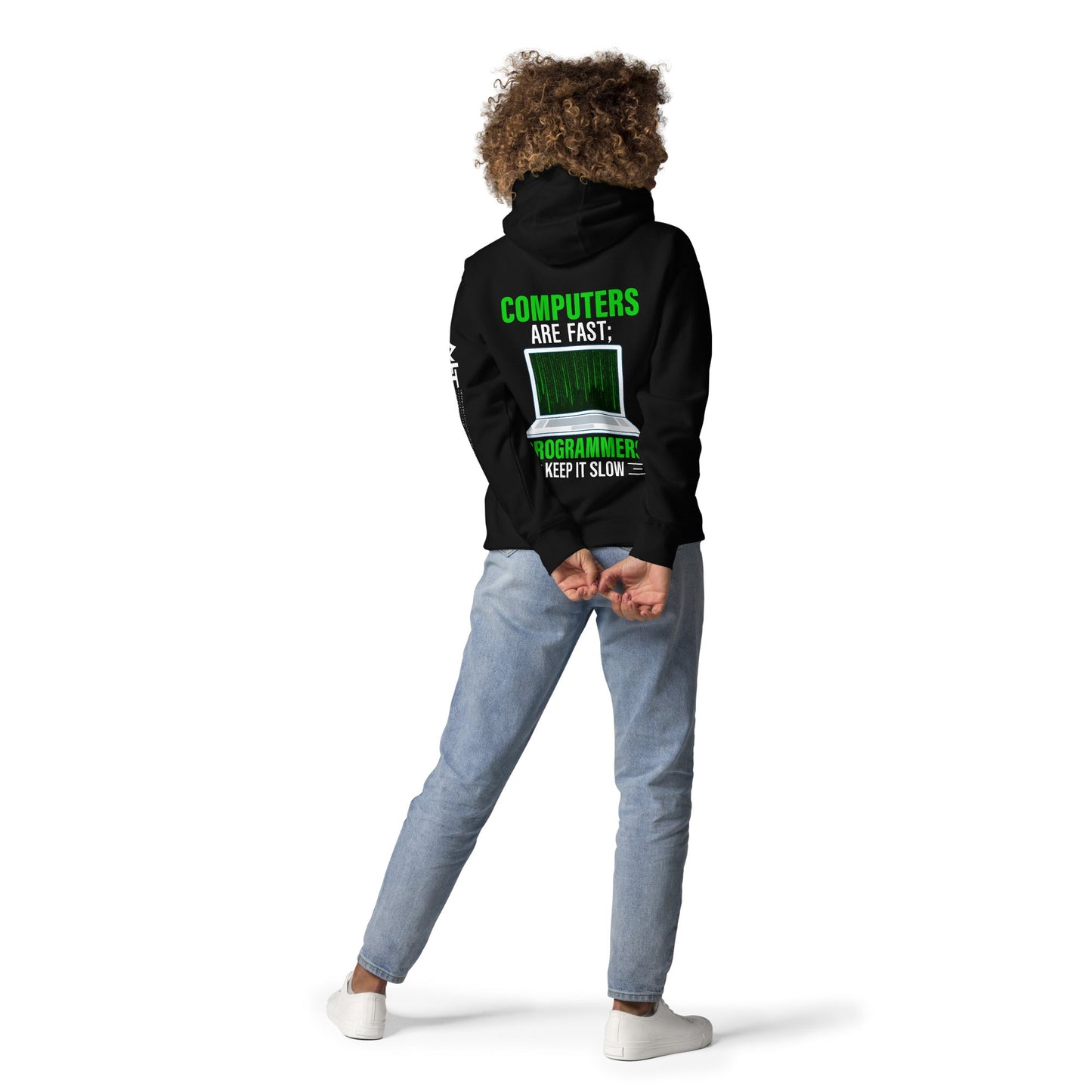 Computers are fast; Programmers - Unisex Hoodie ( Back Print ) by DarkByteGear