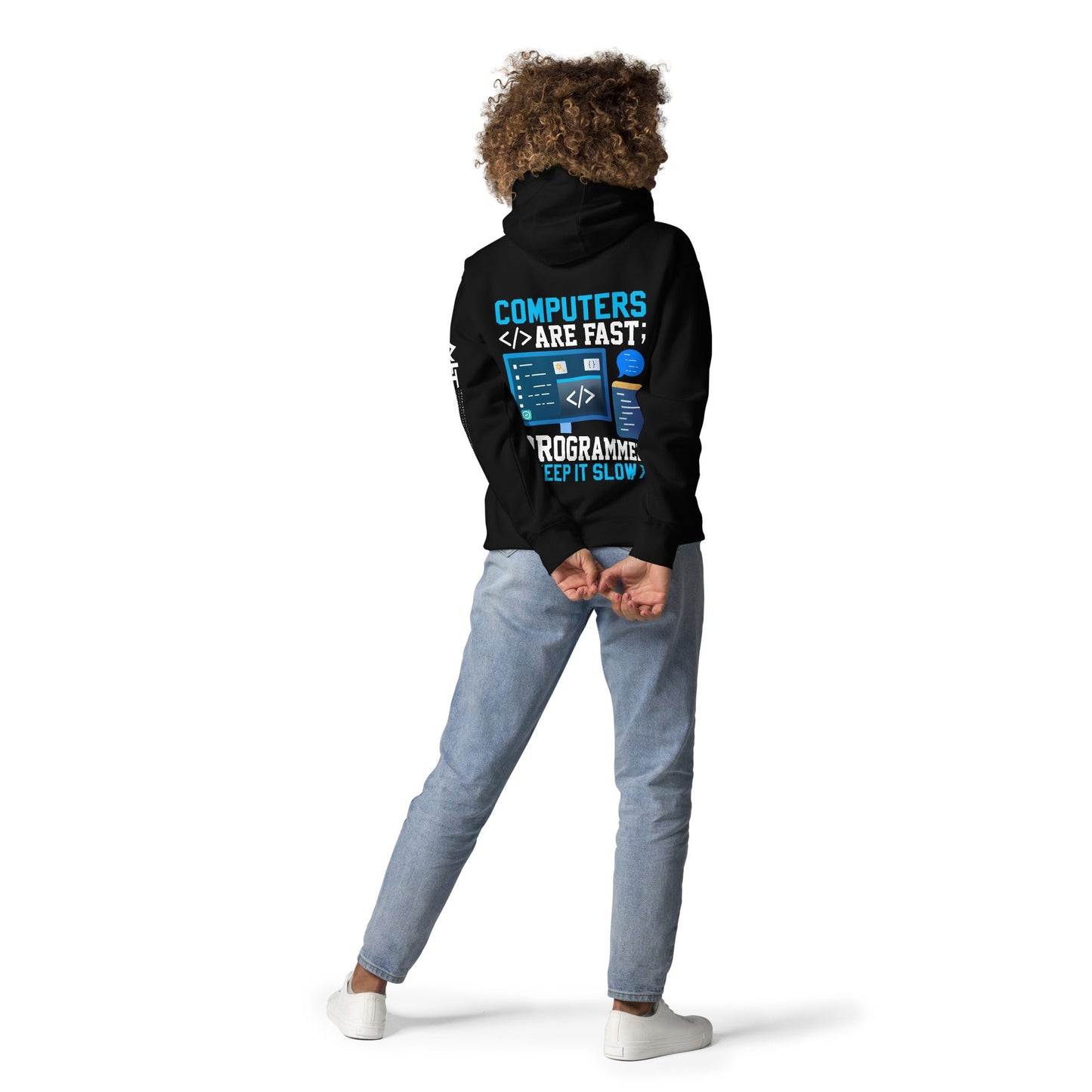 Computers are fast - Blue RK Unisex Hoodie ( Back Print ) by DarkByteGear