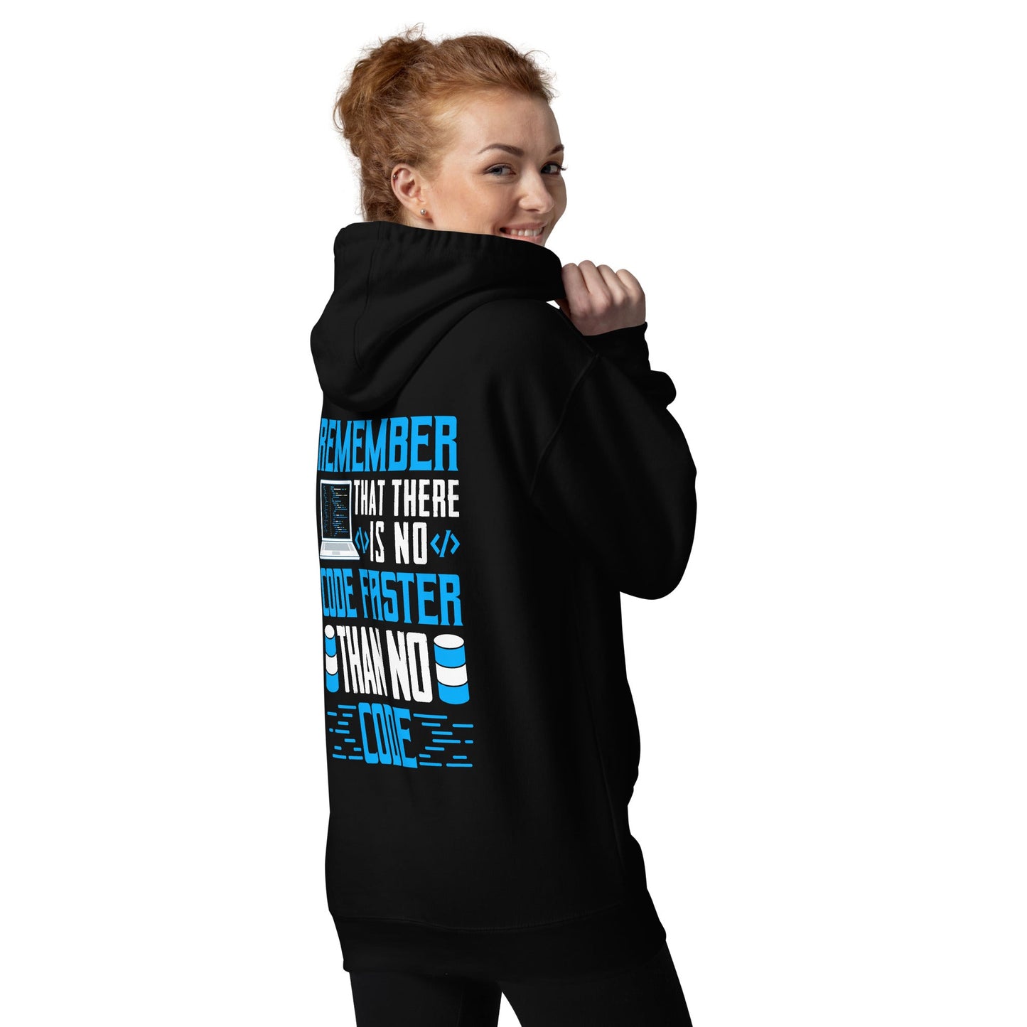 Remember! There is no code - Unisex Hoodie ( Back Print ) by DarkByteGear