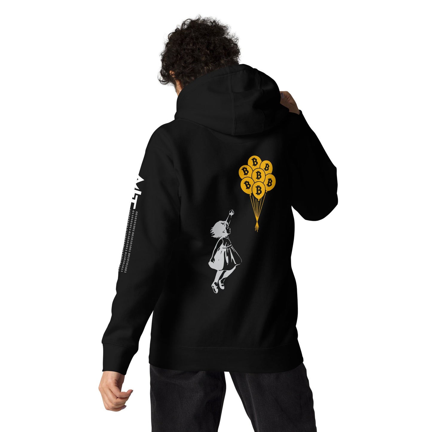 Bitcoin Little Girl Unisex Hoodie ( Back Print ) by DarkByteGear