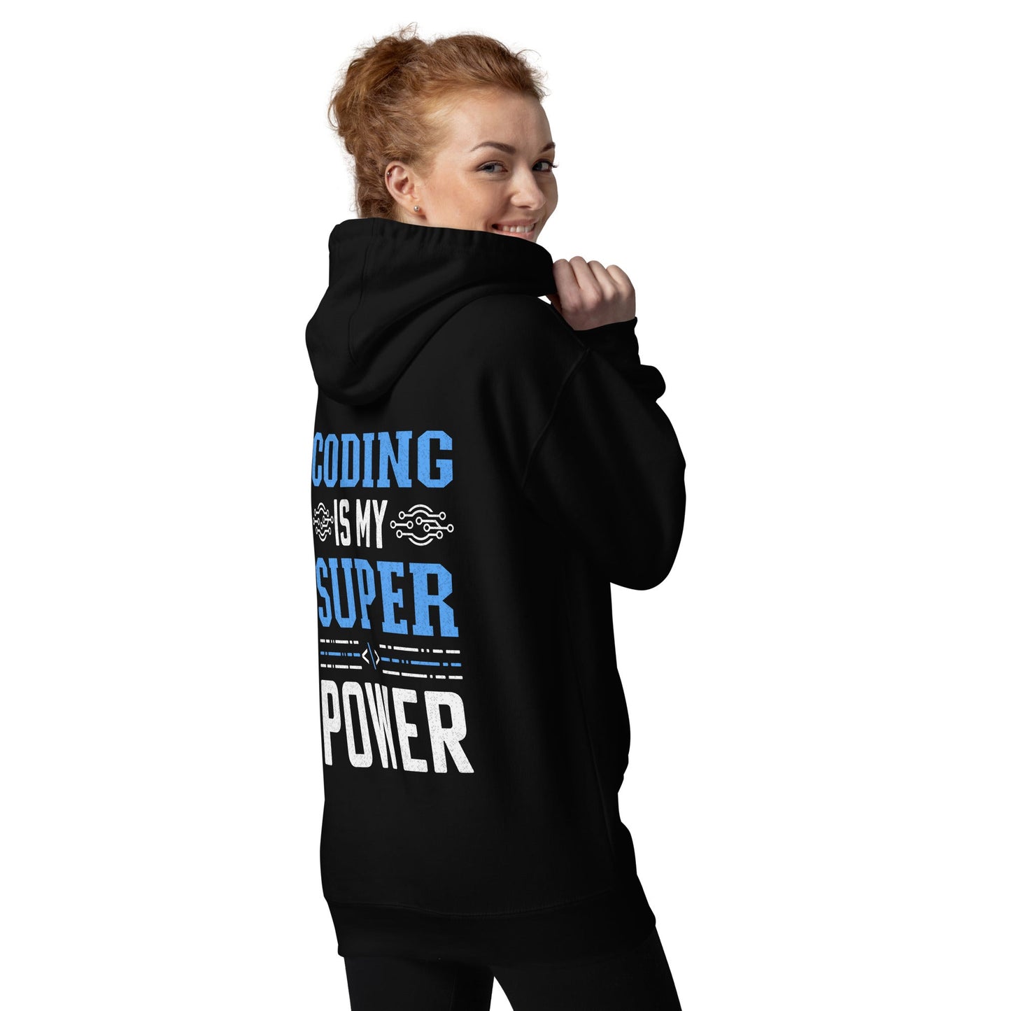 Coding is My Super Power Unisex Hoodie( Back Print ) by DarkByteGear