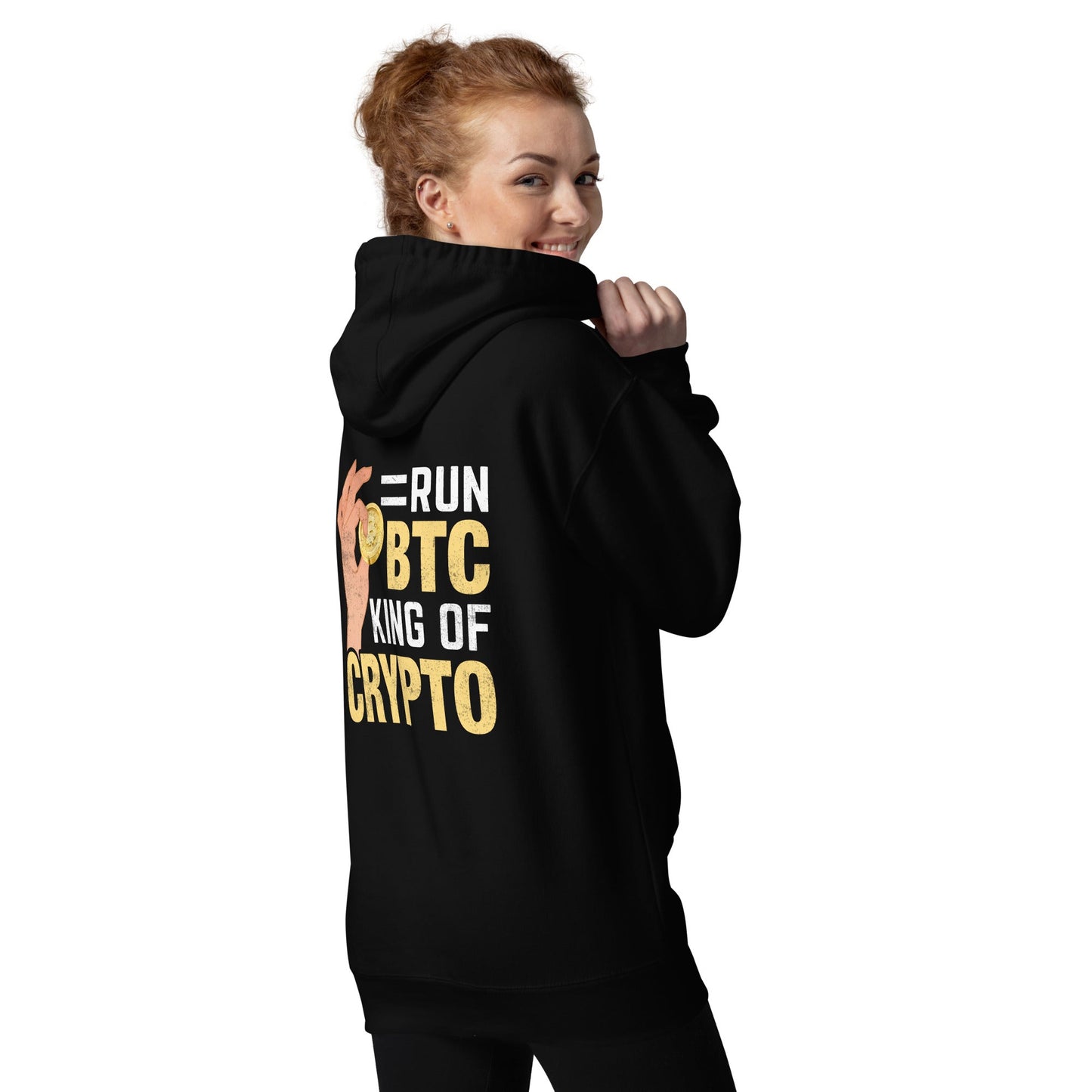 = Run BTC King of BitCoin - Unisex Hoodie ( Back Print ) by DarkByteGear
