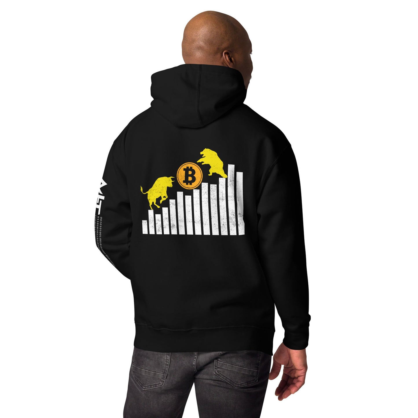 Bull Bear Bitcoin Statistic - Unisex Hoodie ( Back Print ) by DarkByteGear
