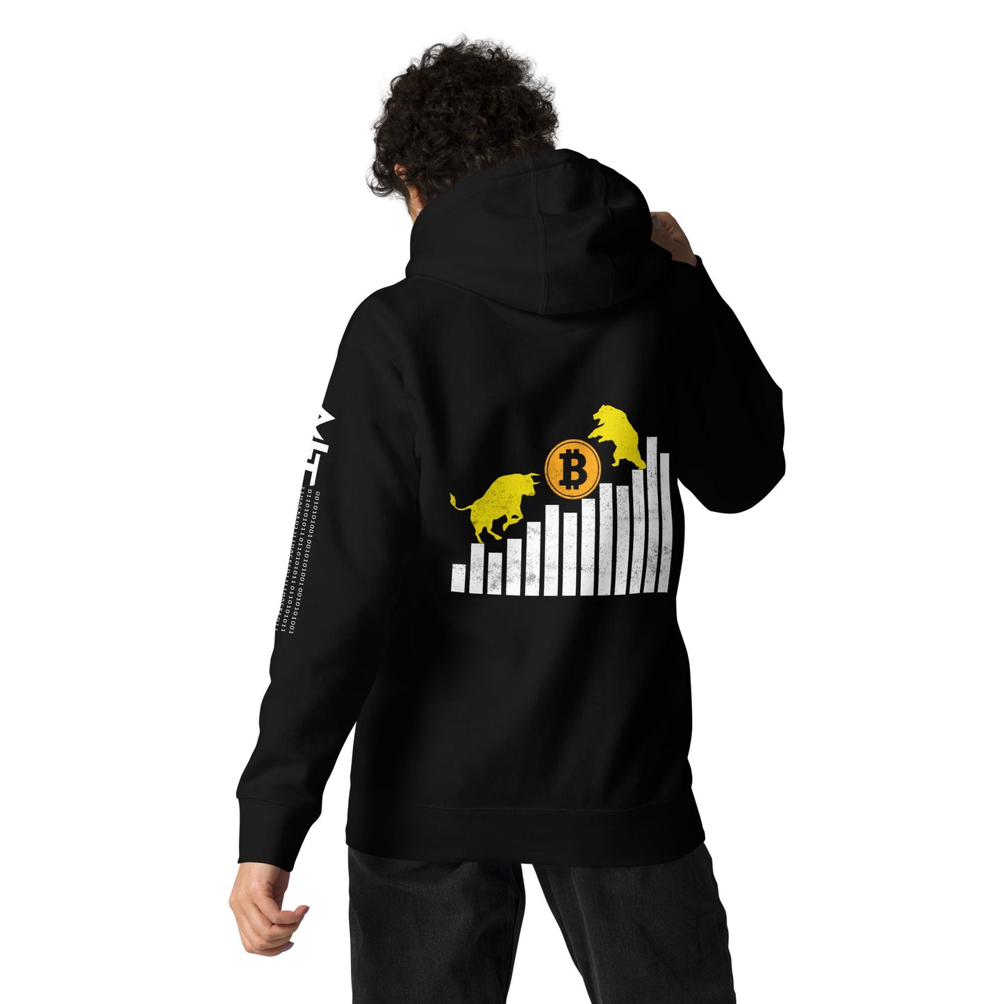 Bull Bear Bitcoin Statistic - Unisex Hoodie ( Back Print ) by DarkByteGear