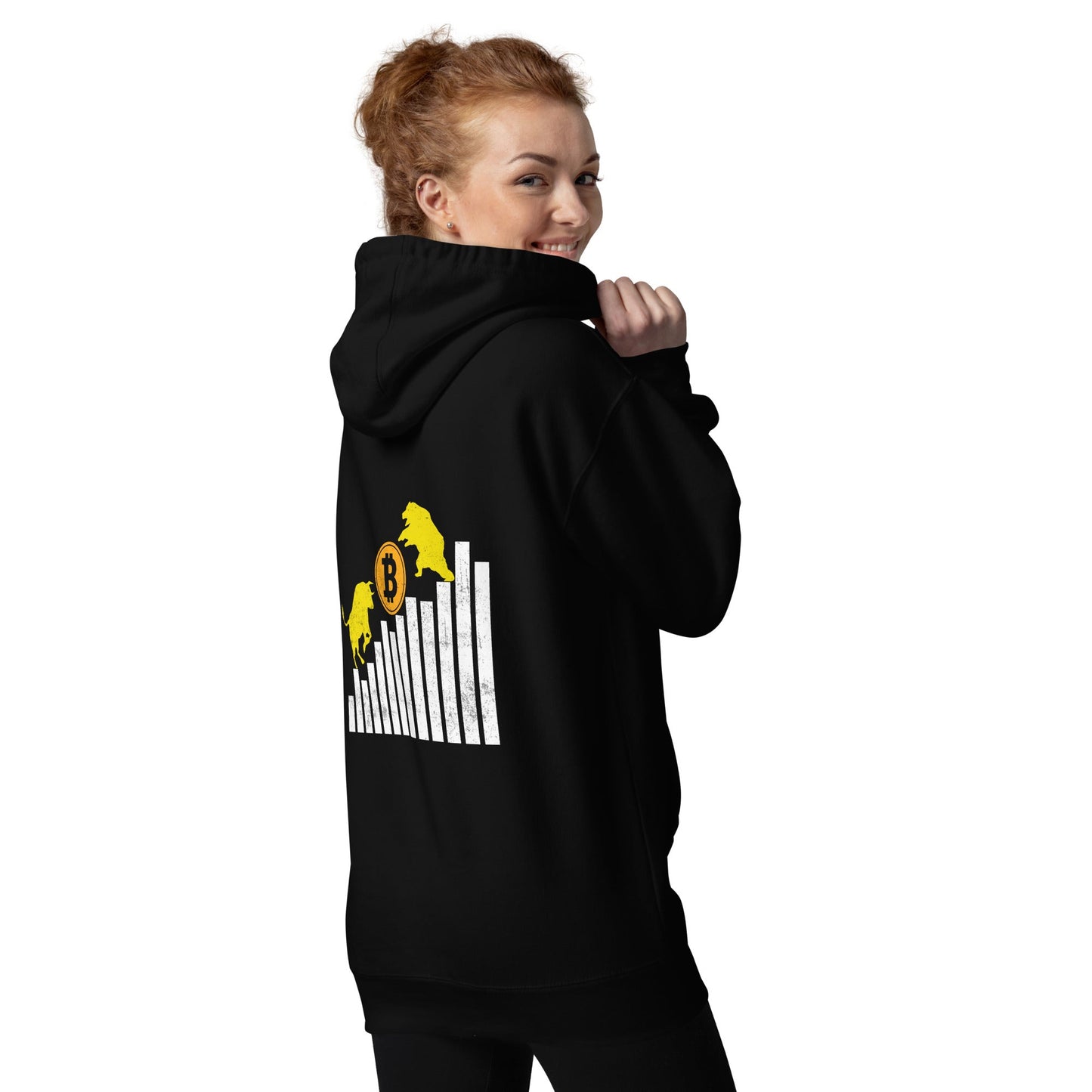 Bull Bear Bitcoin Statistic - Unisex Hoodie ( Back Print ) by DarkByteGear