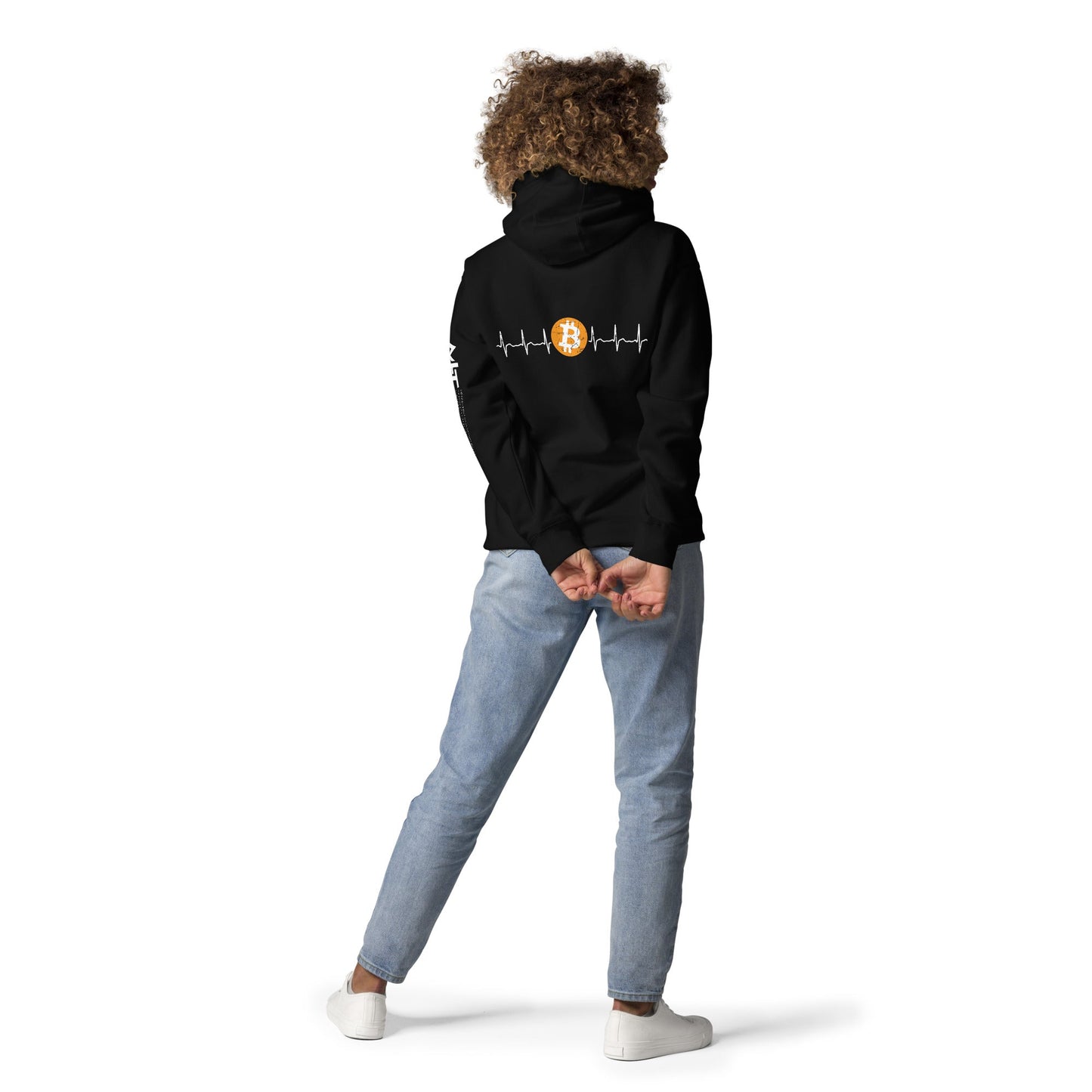 Bitcoin Heartbeat - Unisex Hoodie ( Back Print ) by DarkByteGear