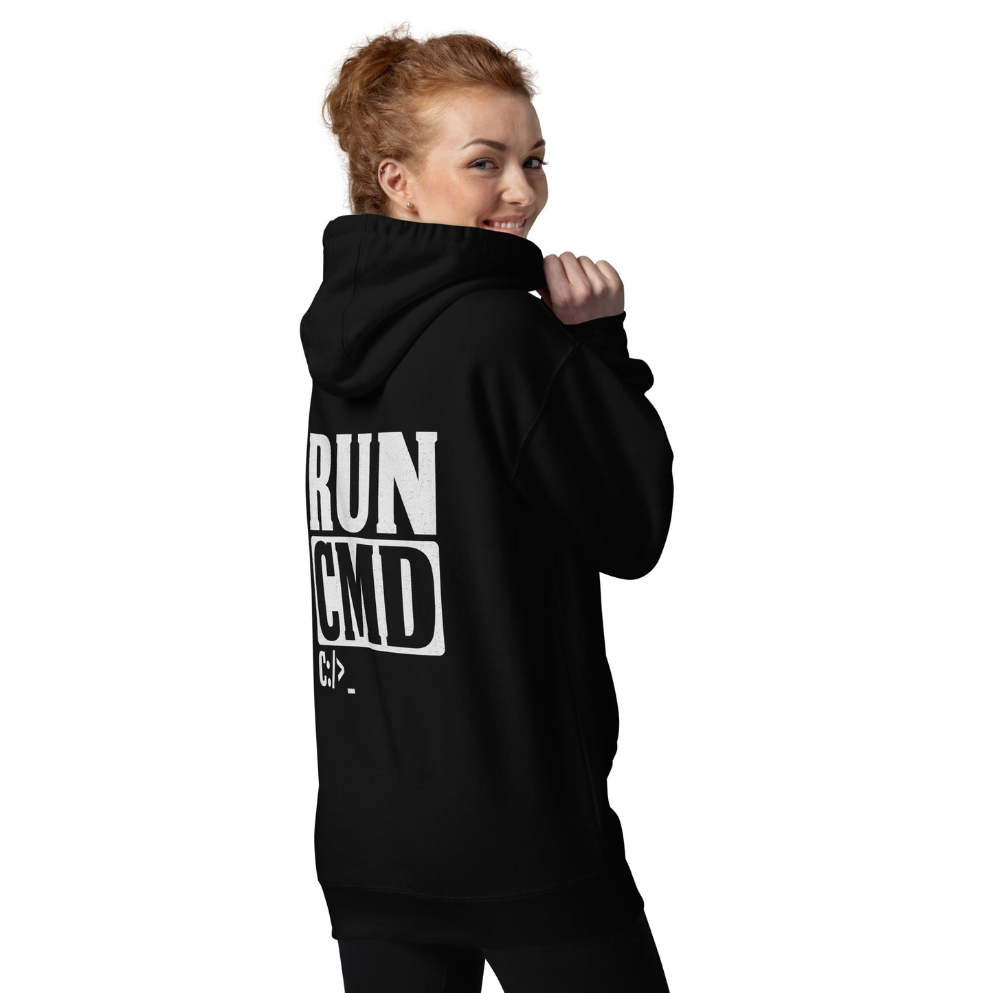 Run CMD C:/>_ - Unisex Hoodie ( Back Print ) by DarkByteGear