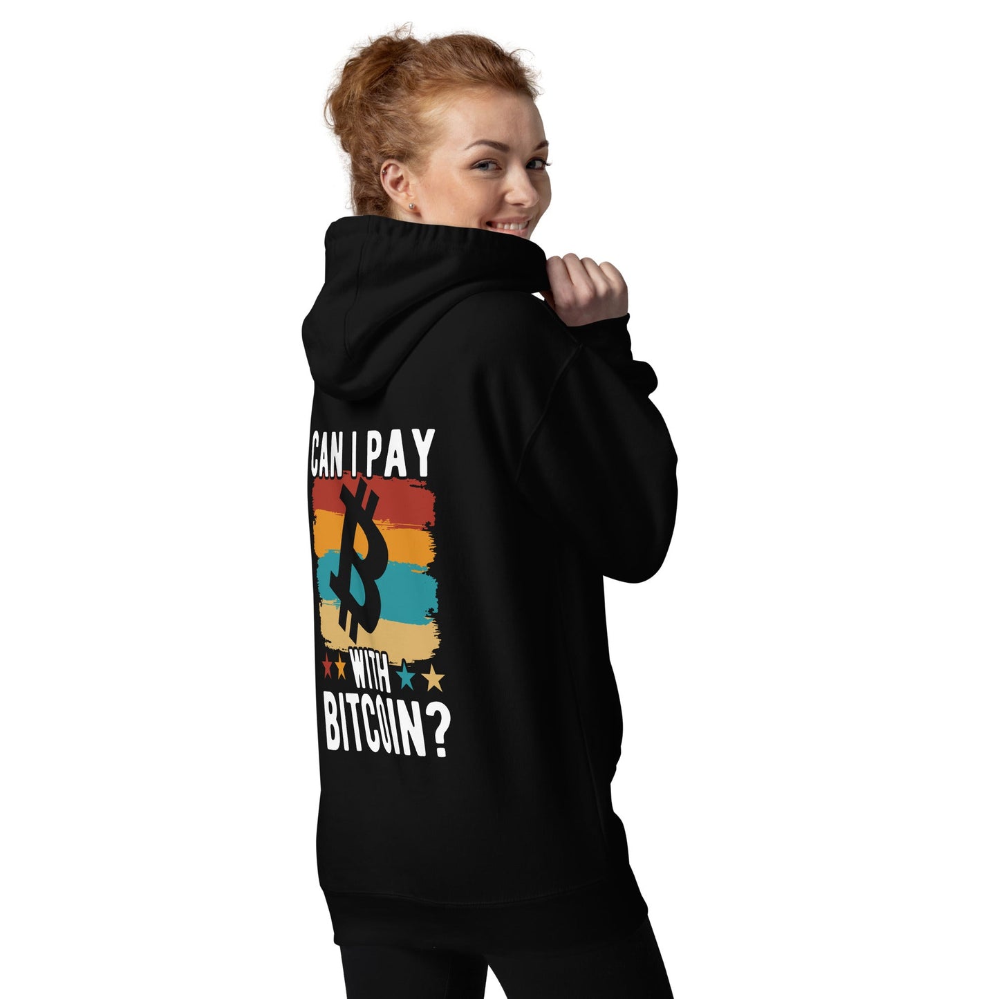 Can I pay with Bitcoin - Unisex Hoodie ( Back Print ) by DarkByteGear
