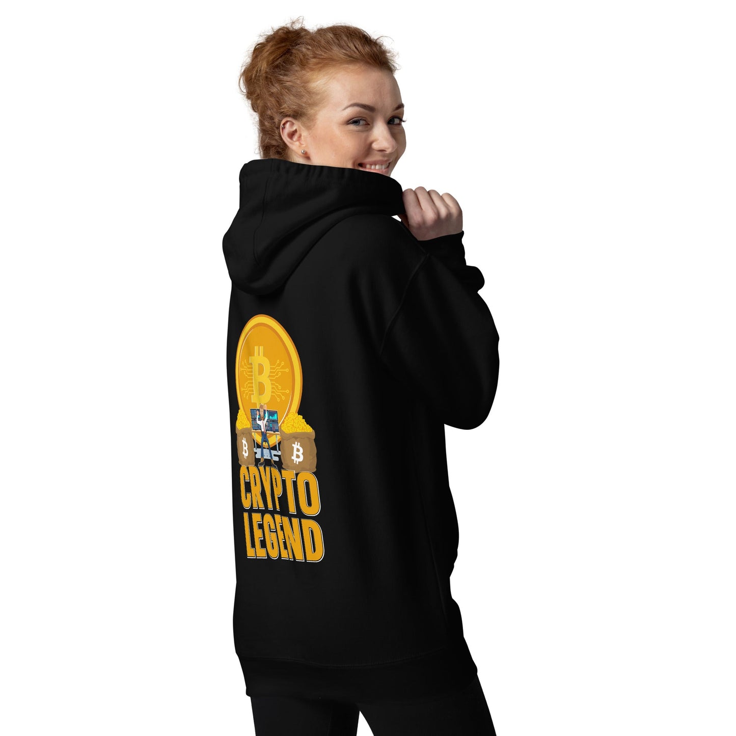 Bitcoin Legend - Unisex Hoodie ( Back Print ) by DarkByteGear