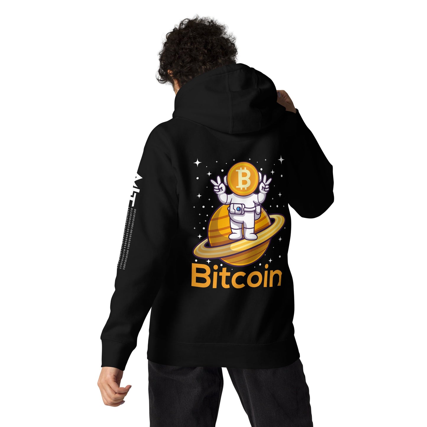 Bitcoin Satan Astronaut - Unisex Hoodie ( Back Print ) by DarkByteGear