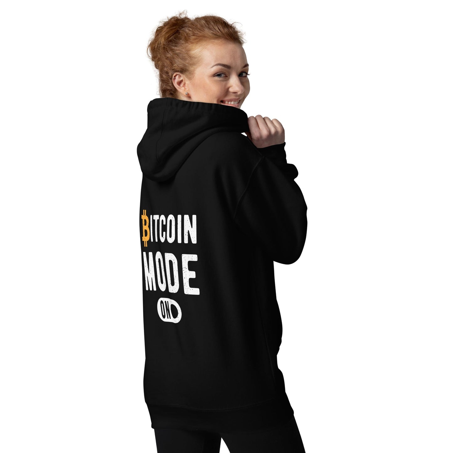 Bitcoin Mode is On Unisex Hoodie ( Back Print ) by DarkByteGear