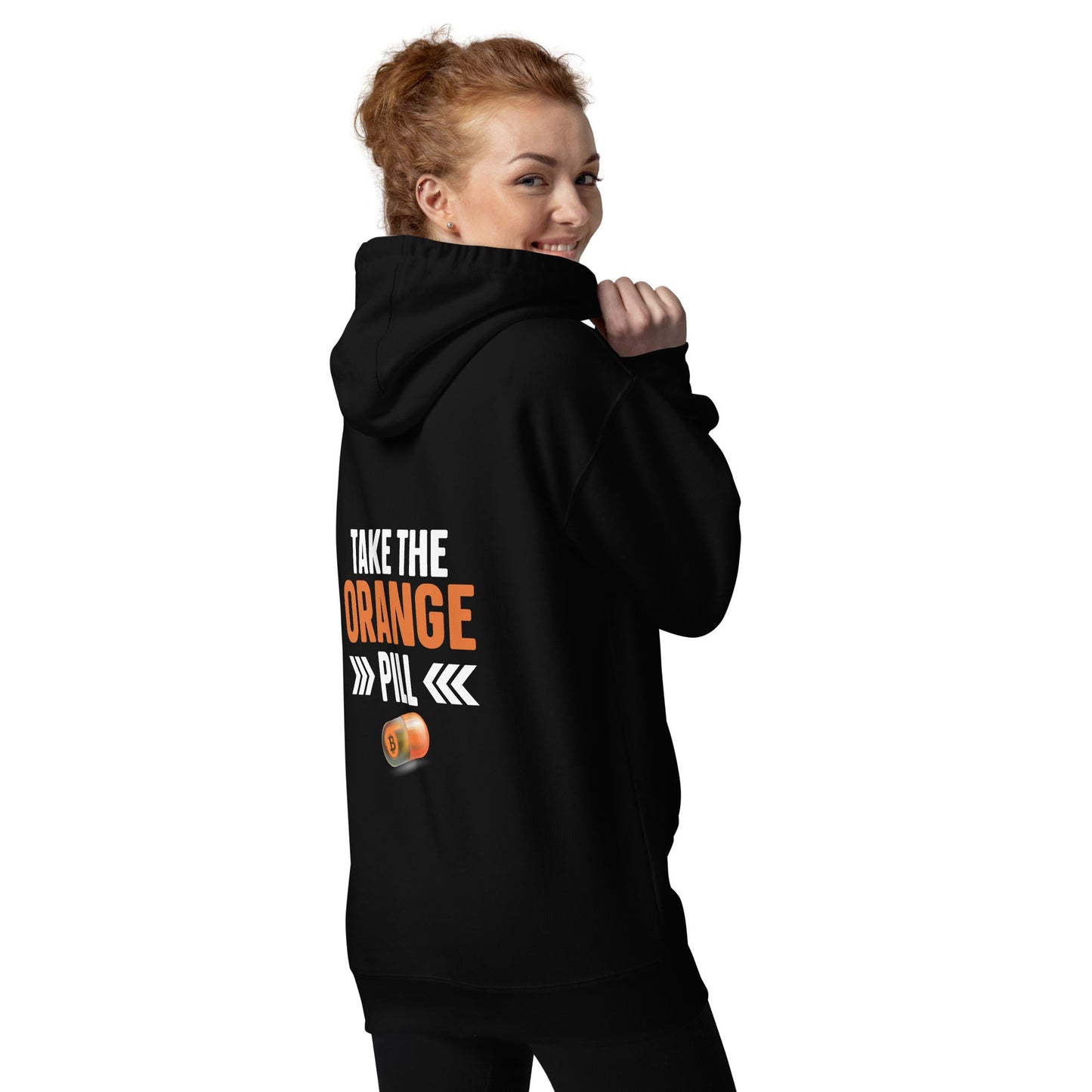 Take the Orange Pill Unisex Hoodie ( Back Print ) by DarkByteGear
