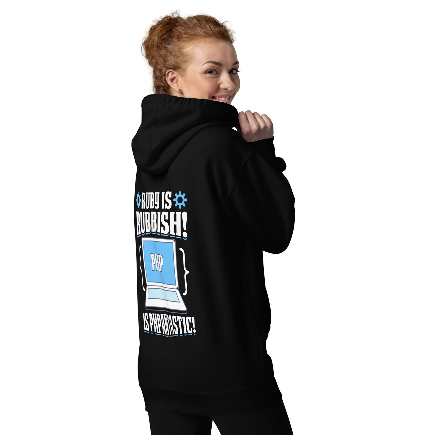 Ruby is Rubbish - Unisex Hoodie ( Back Print ) by DarkByteGear