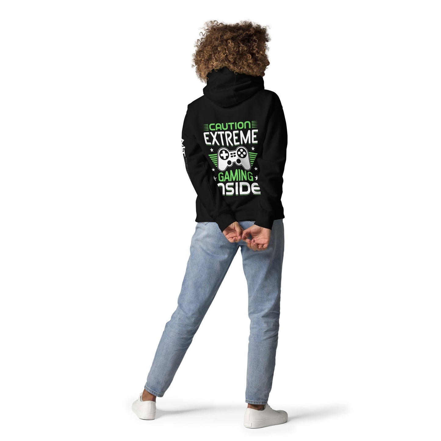 Caution Extreme gaming inside - Unisex Hoodie ( Back Print ) by DarkByteGear