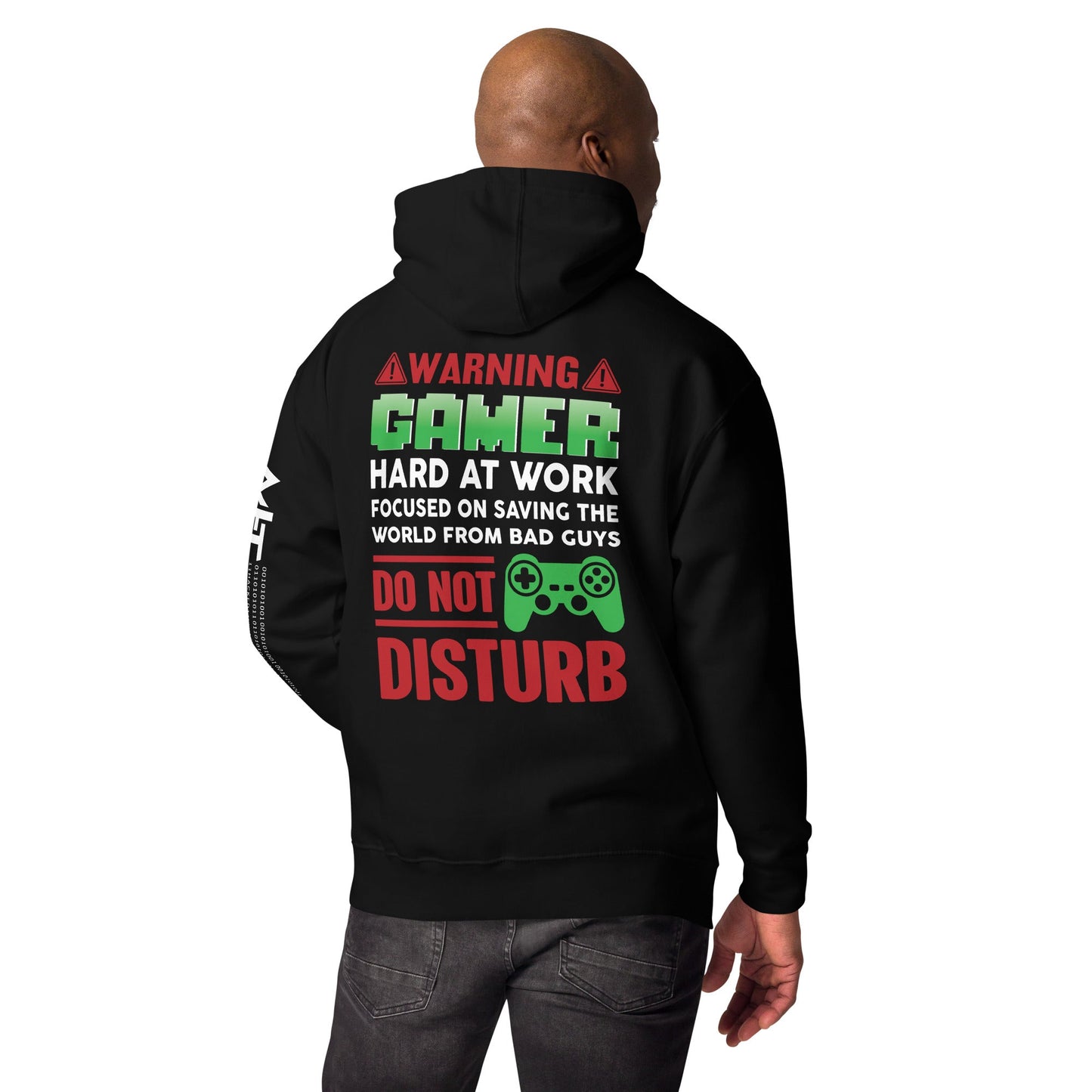 Warning! Gamer Hard at Work, DND - Unisex Hoodie ( Back Print ) by DarkByteGear