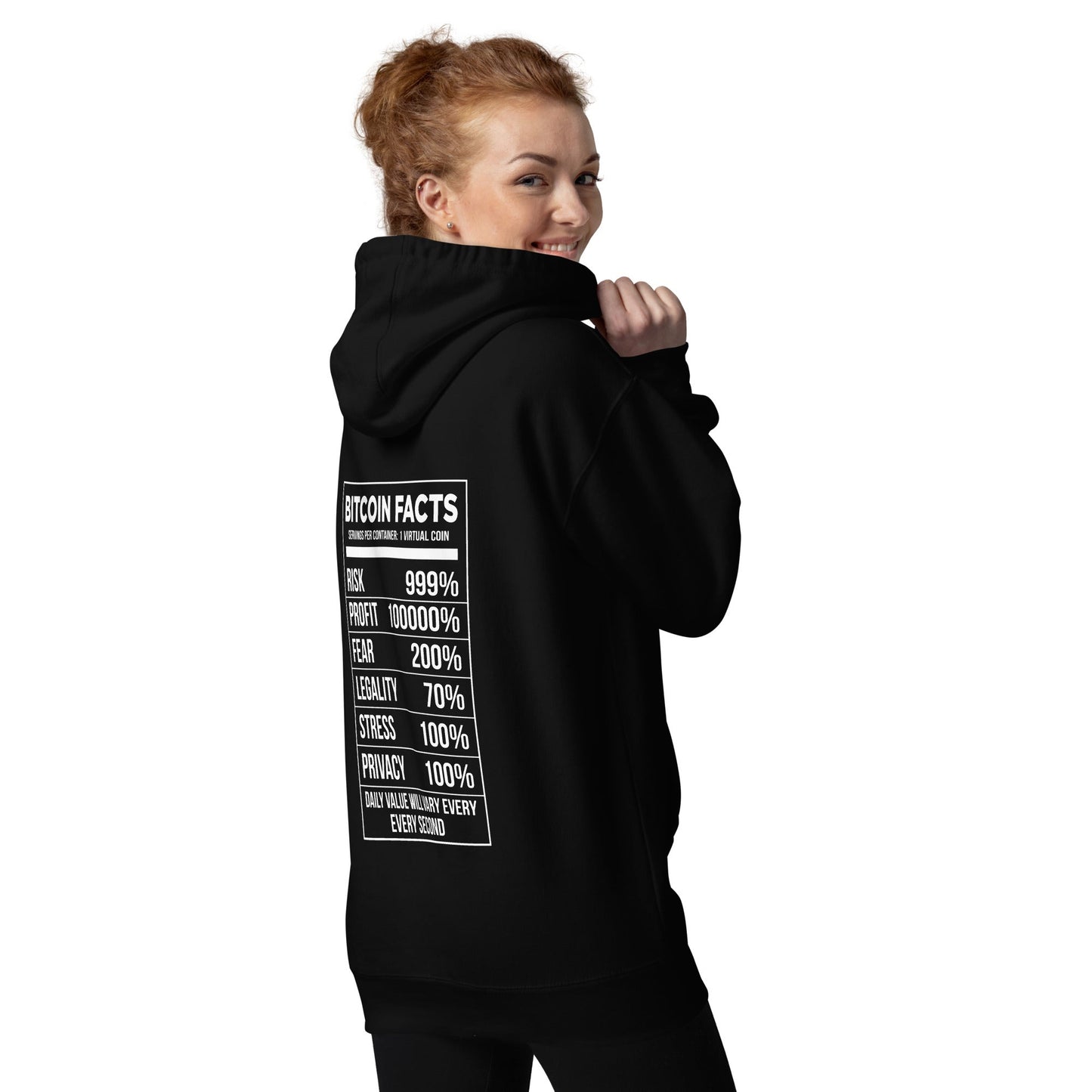 Bitcoin Facts - Unisex Hoodie ( Back Print ) by DarkByteGear