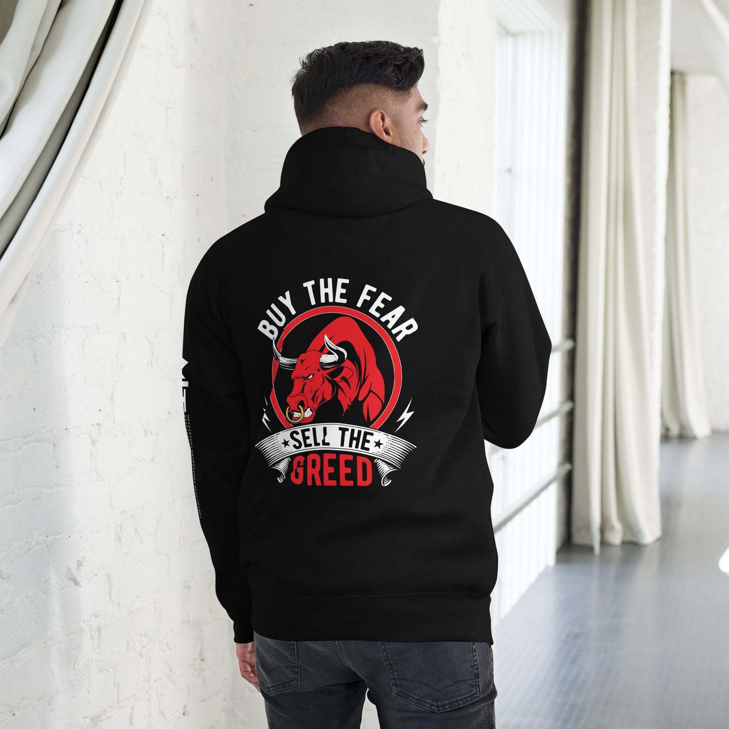 Buy the Fear; Sell the Greed - Unisex Hoodie ( Back Print ) by DarkByteGear