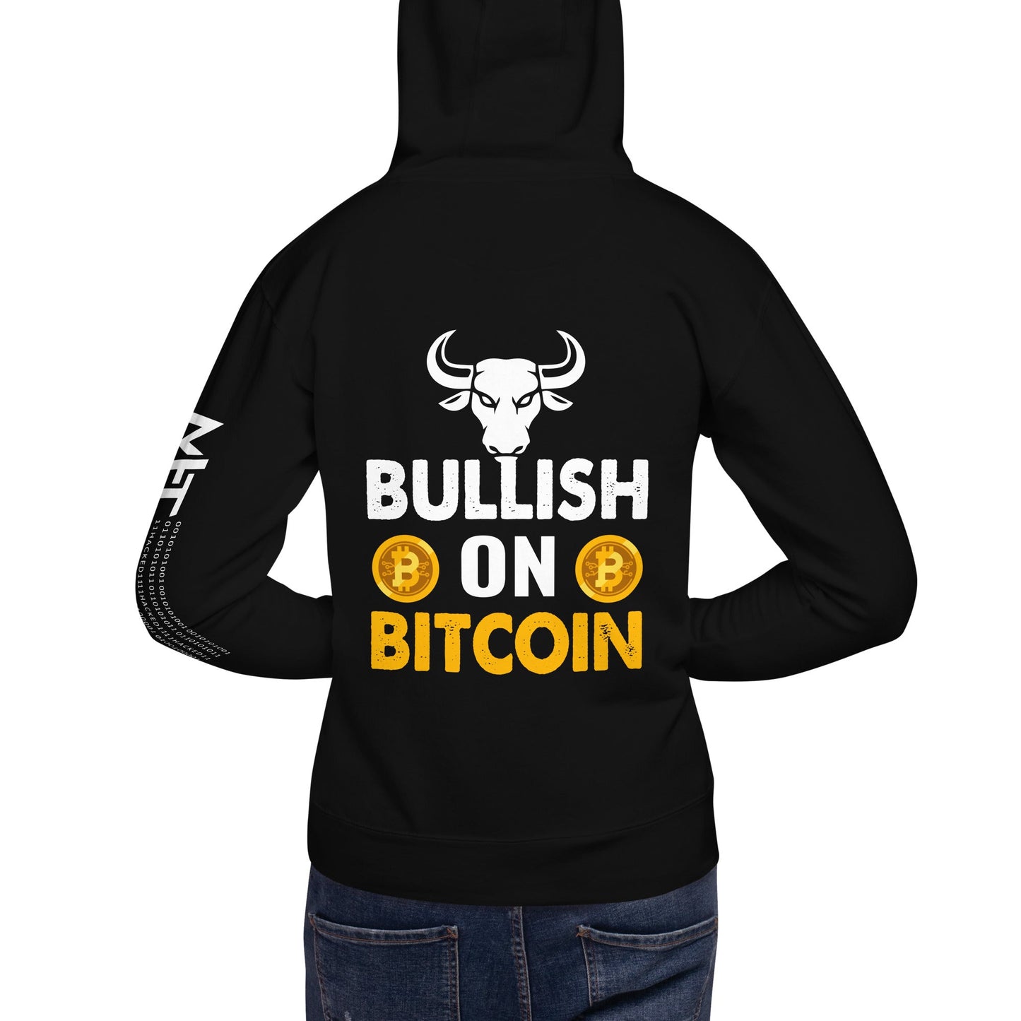 Bullish On Bitcoin - Unisex Hoodie ( Back Print ) by DarkByteGear