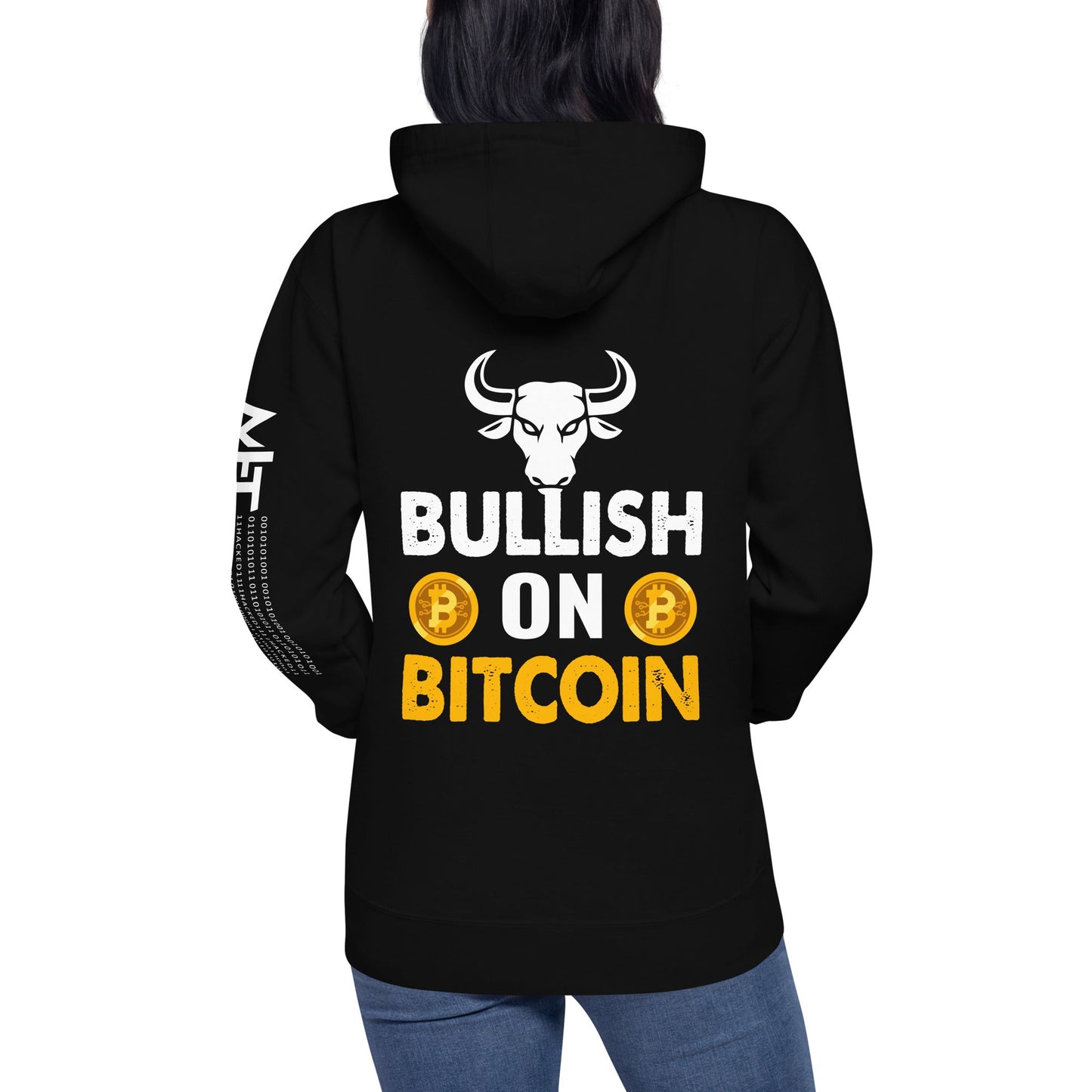 Bullish On Bitcoin - Unisex Hoodie ( Back Print ) by DarkByteGear