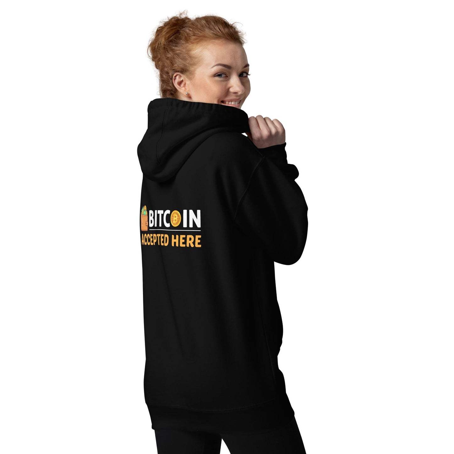 Bitcoin Accepted Here - Unisex Hoodie ( Back Print ) by DarkByteGear