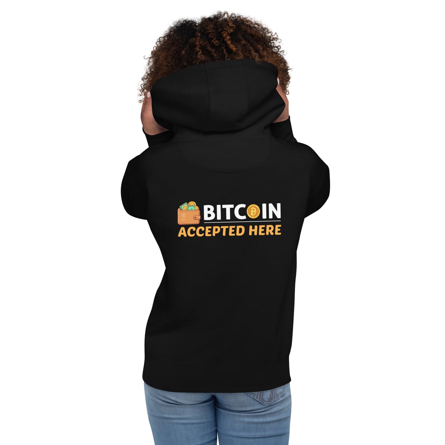 Bitcoin Accepted Here - Unisex Hoodie ( Back Print ) by DarkByteGear