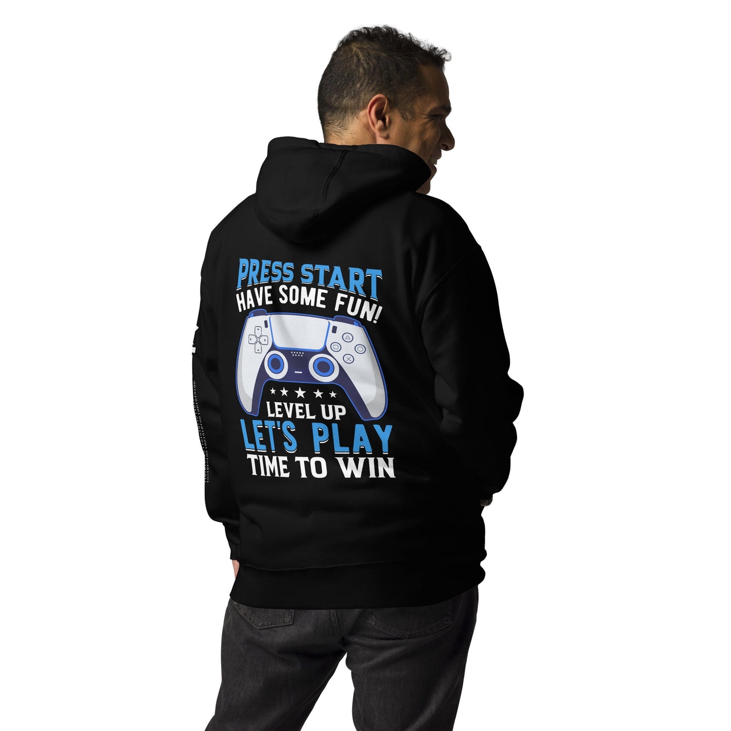 Press Start and Have some Fun - Unisex Hoodie (back print) by DarkByteGear