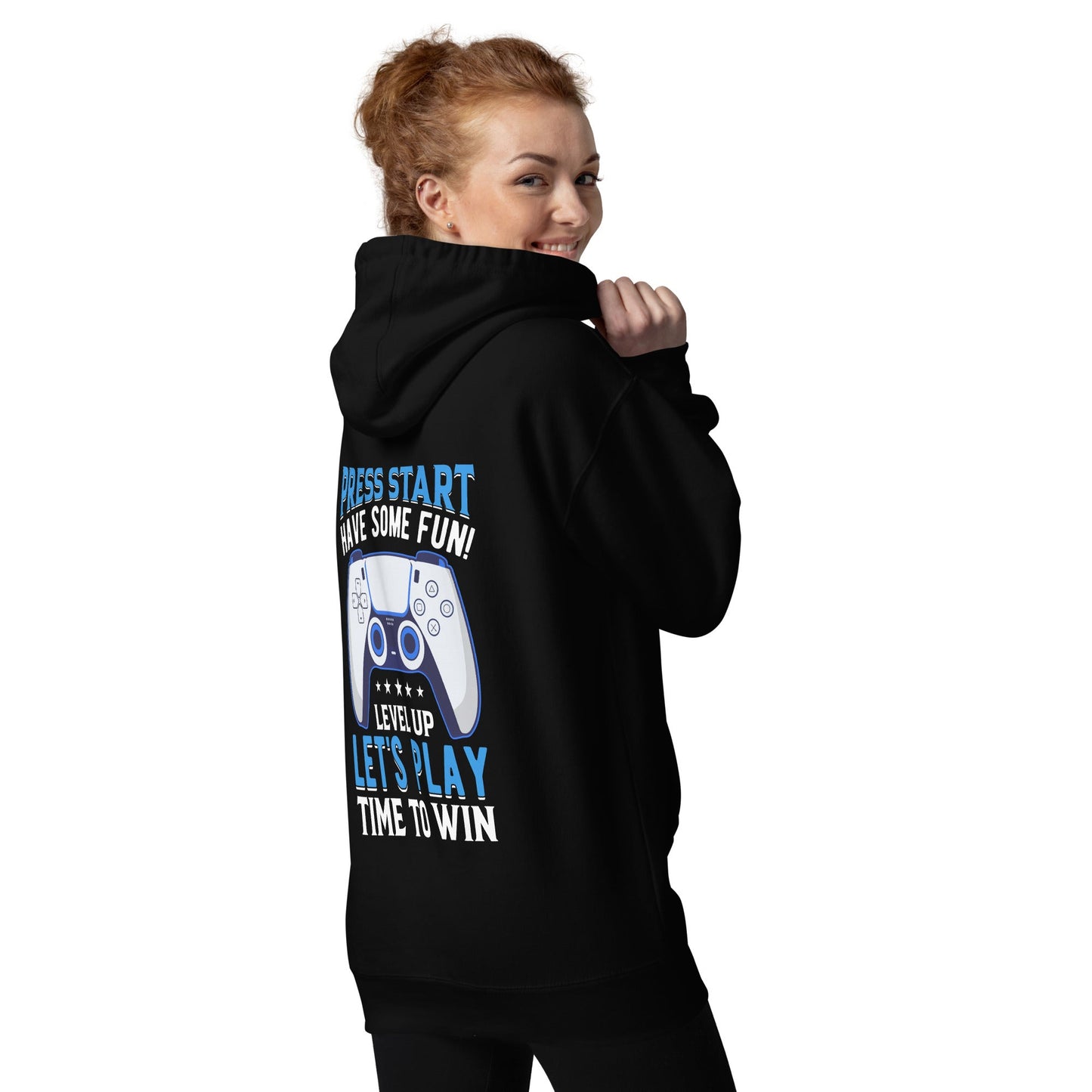 Press Start and Have some Fun - Unisex Hoodie (back print) by DarkByteGear