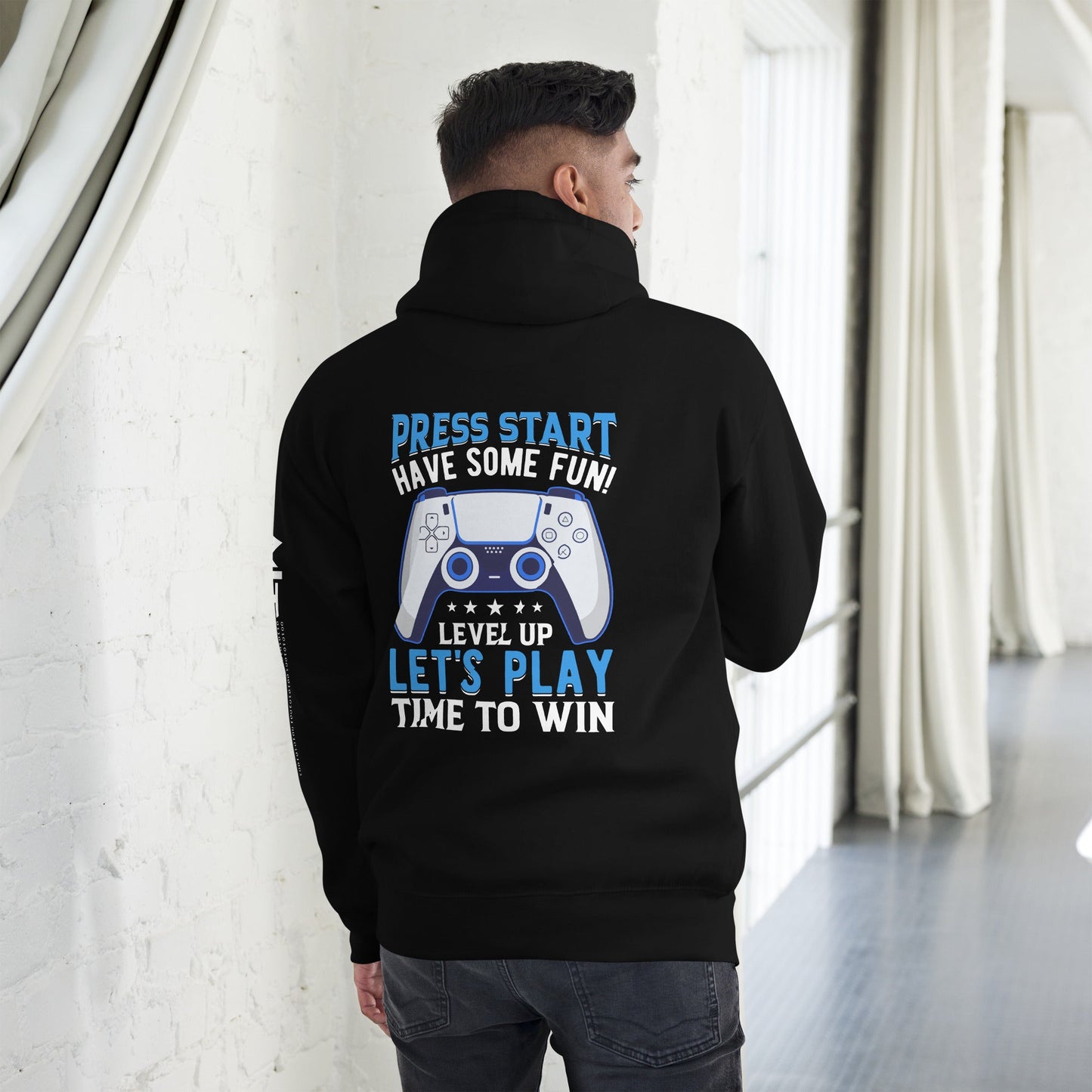 Press Start and Have some Fun - Unisex Hoodie (back print) by DarkByteGear