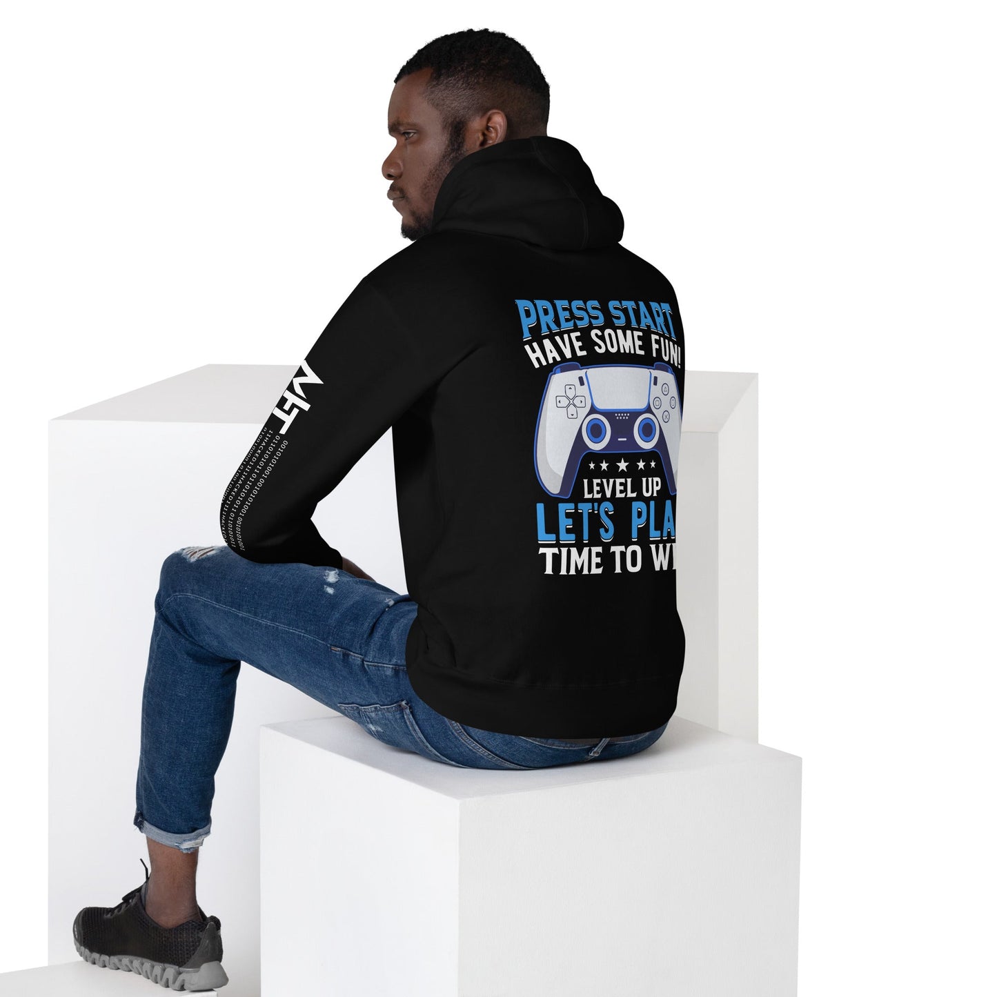 Press Start and Have some Fun - Unisex Hoodie (back print) by DarkByteGear