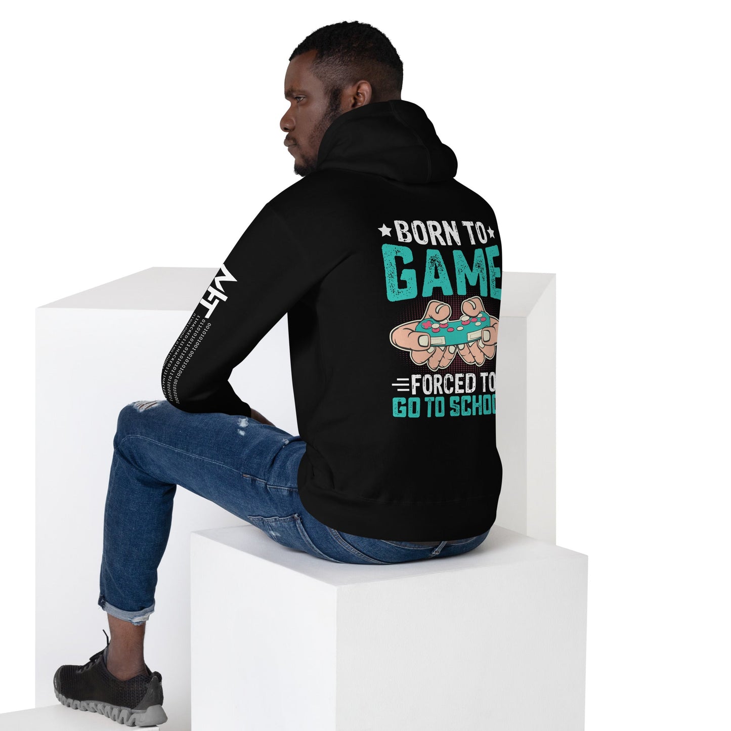 Born to Game, Forced to School - Unisex Hoodie ( Back Print ) by DarkByteGear
