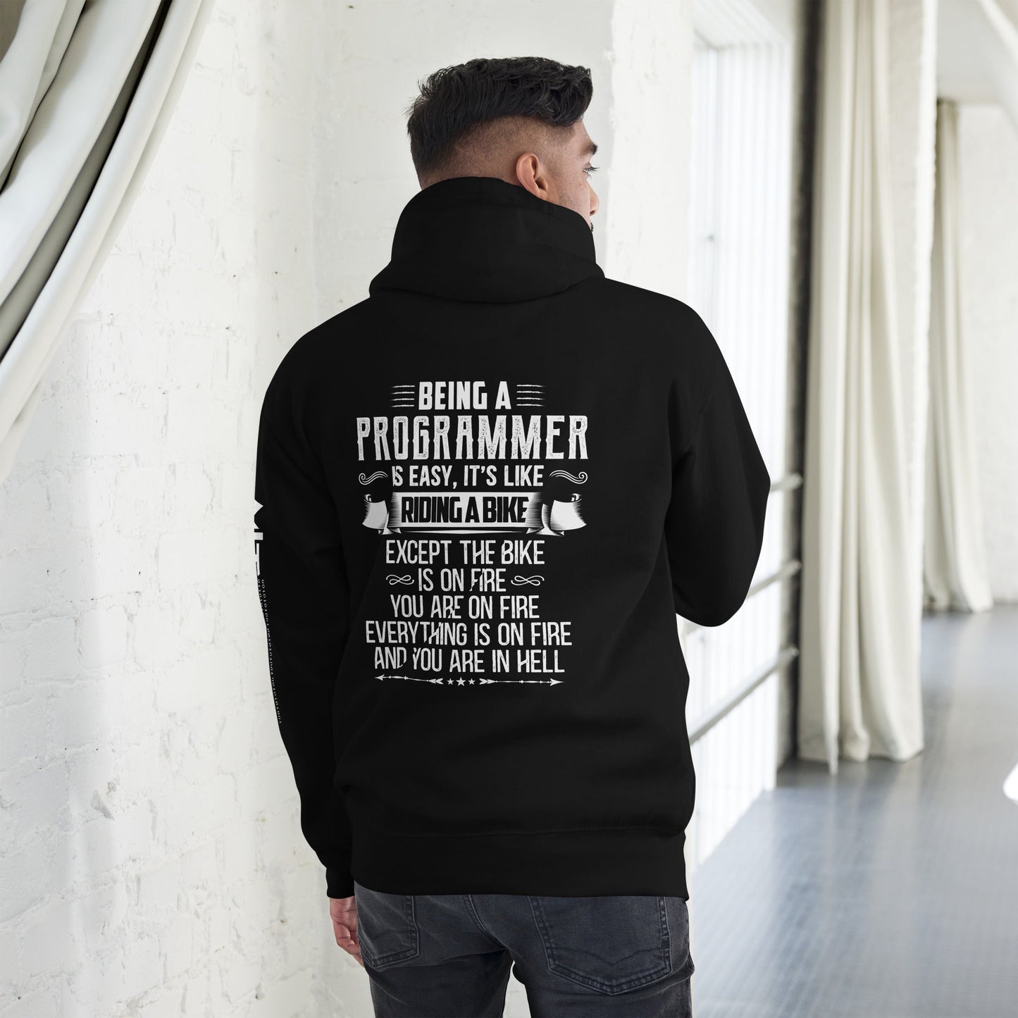 Being a Programmer is easy - Unisex Hoodie ( Back Print ) by DarkByteGear
