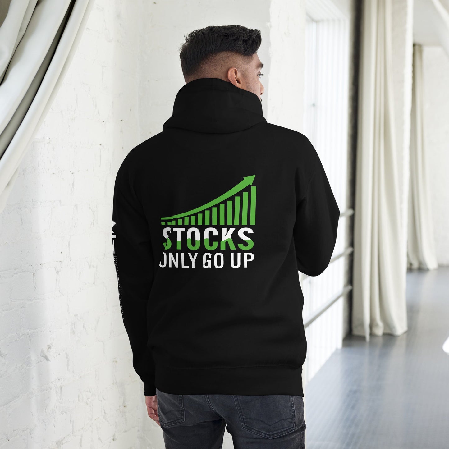 Stocks only Go up - Unisex Hoodie ( Back Print ) by DarkByteGear