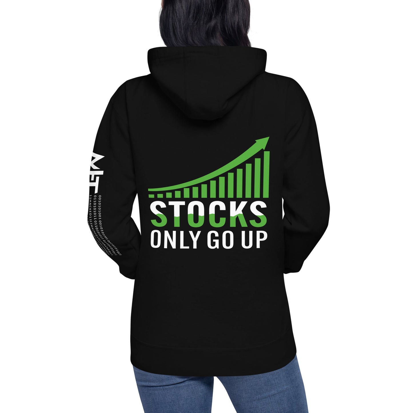 Stocks only Go up - Unisex Hoodie ( Back Print ) by DarkByteGear