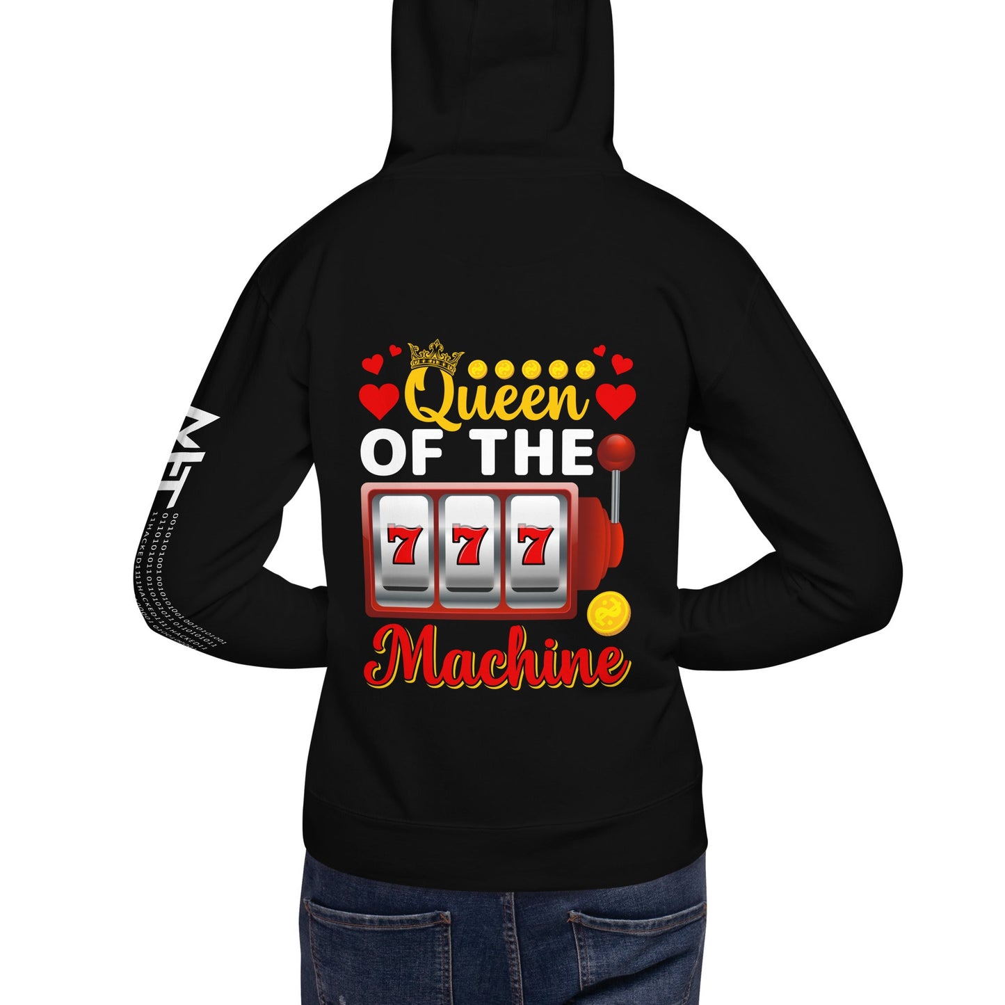 Queen of the Machine 777 - Unisex Hoodie ( Back Print ) by DarkByteGear