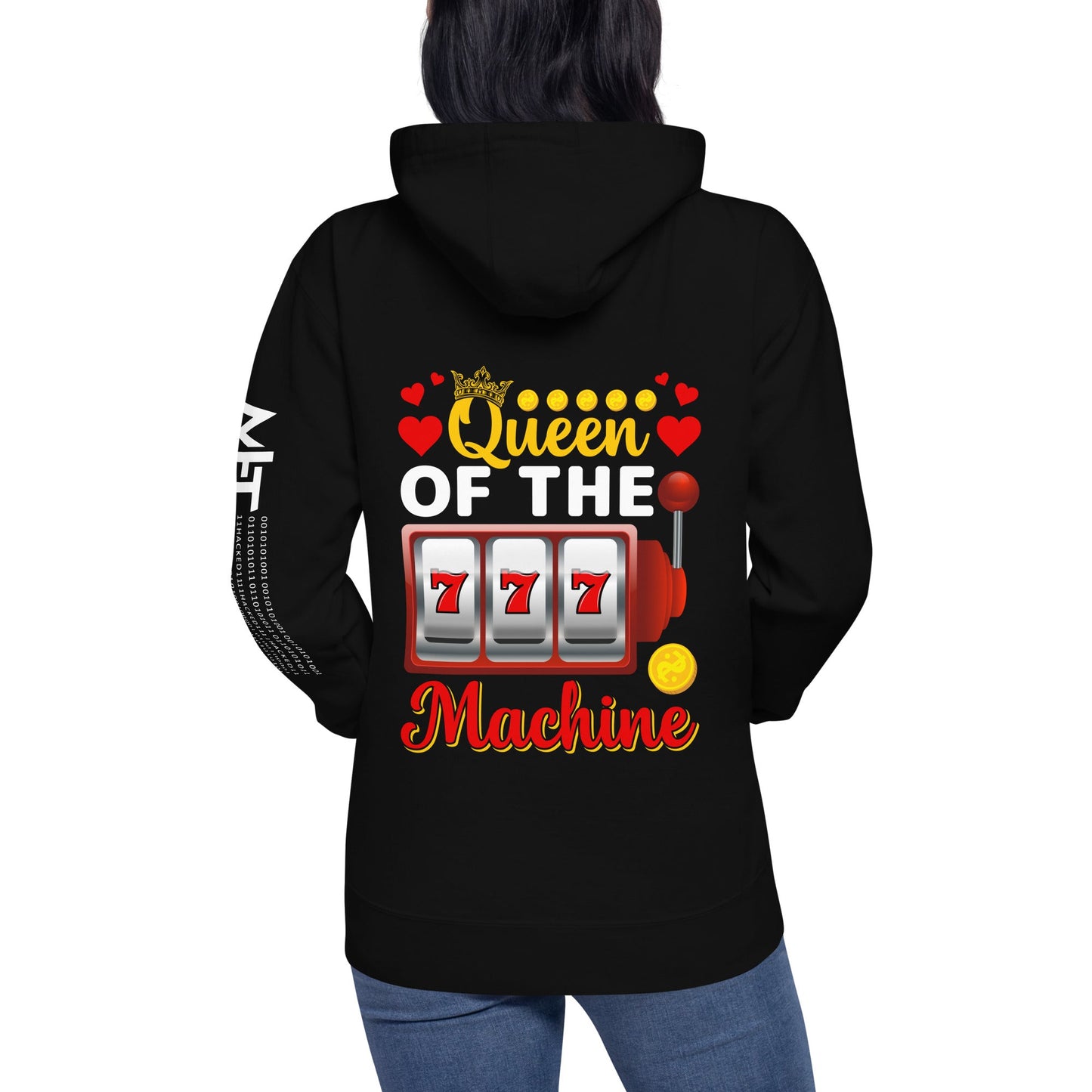 Queen of the Machine 777 - Unisex Hoodie ( Back Print ) by DarkByteGear