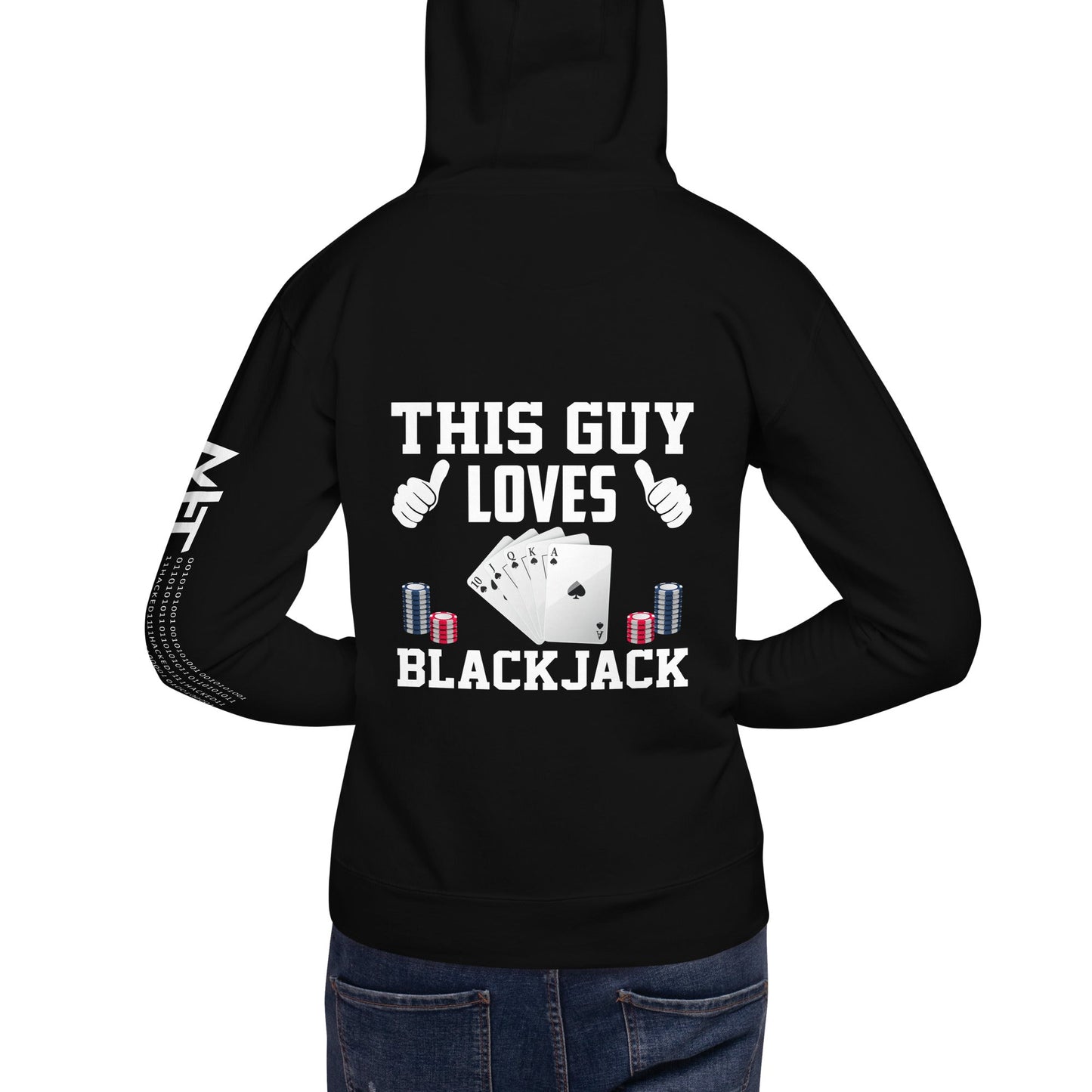 This Guy Loves Black Jack - Unisex Hoodie ( Back Print ) by DarkByteGear