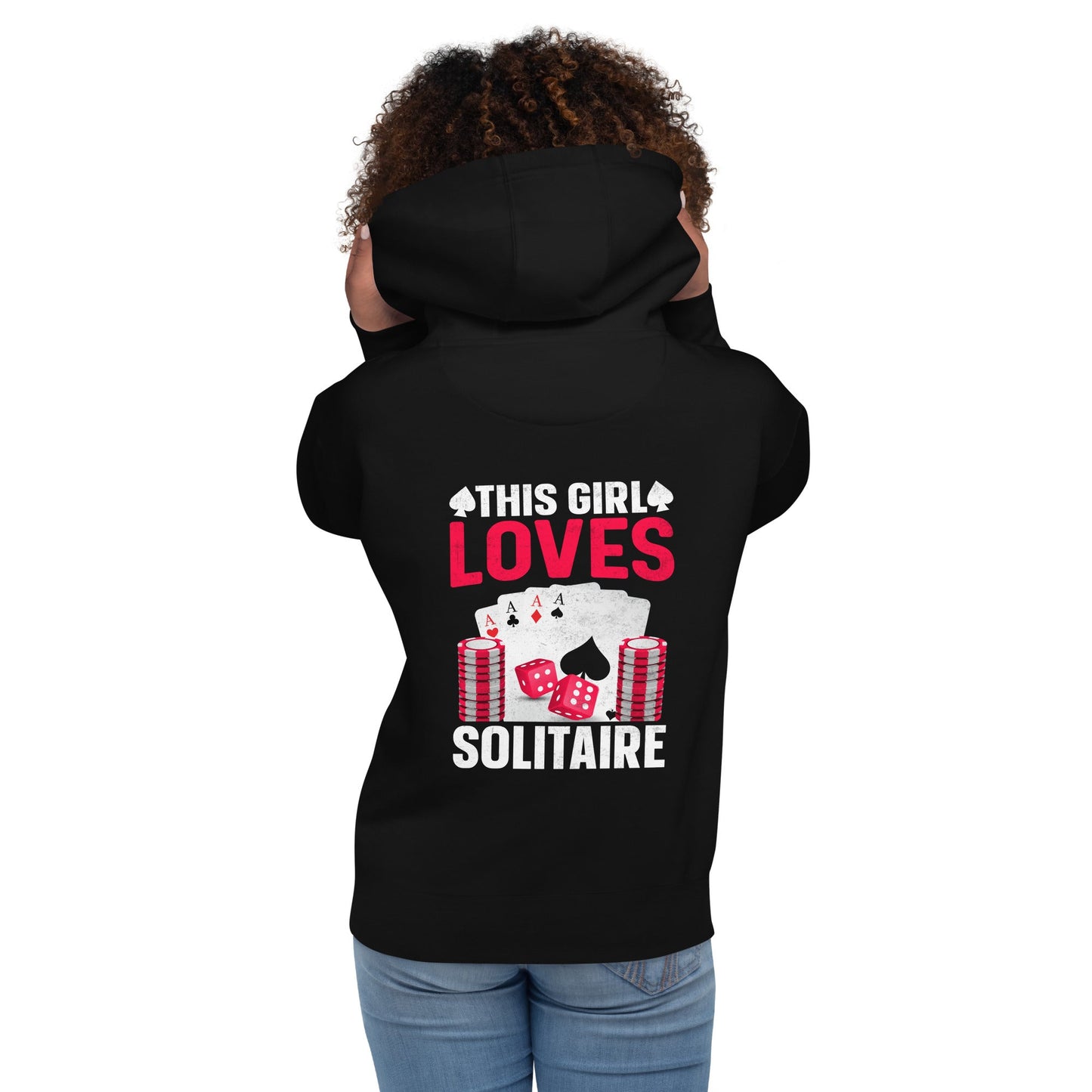 This Girl Loves Solitaire - Unisex Hoodie ( Back Print ) by DarkByteGear