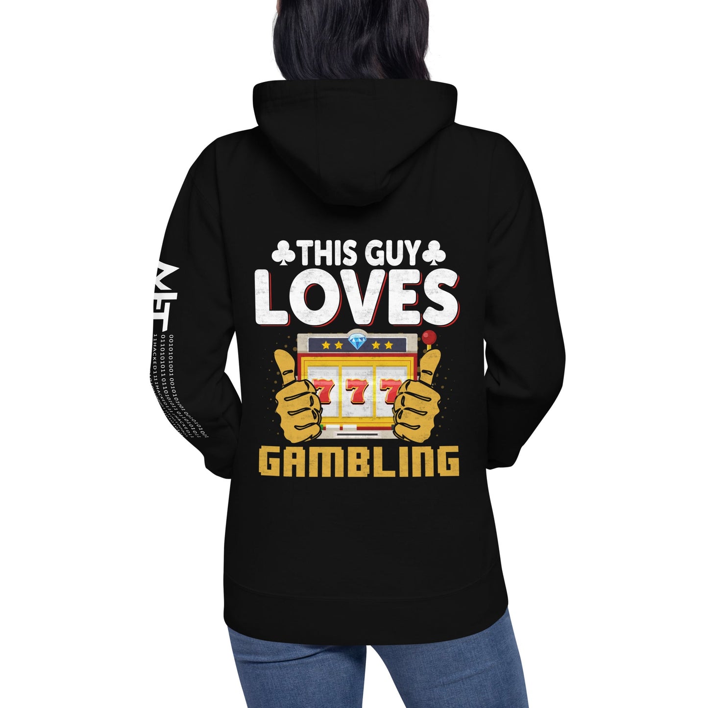 This Guy Loves Gambling - Unisex Hoodie ( Back Print ) by DarkByteGear