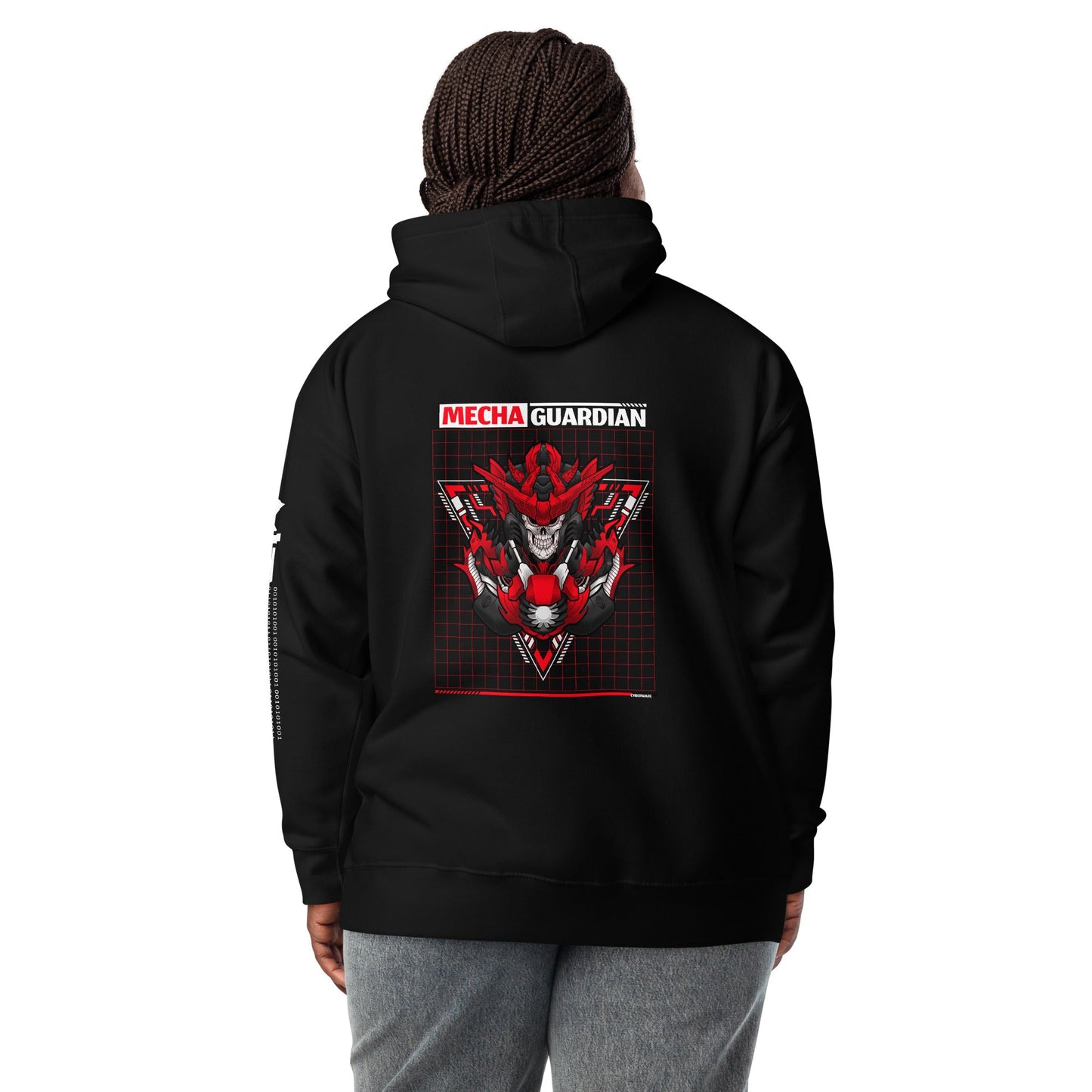 Red Mecha Guardian - Unisex Hoodie ( Back Print ) by DarkByteGear