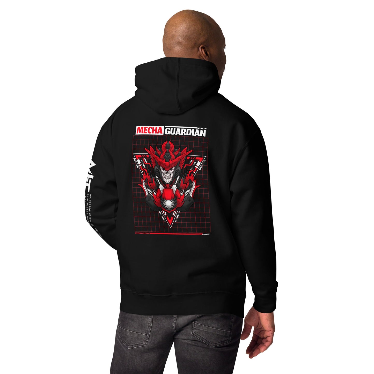 Red Mecha Guardian - Unisex Hoodie ( Back Print ) by DarkByteGear
