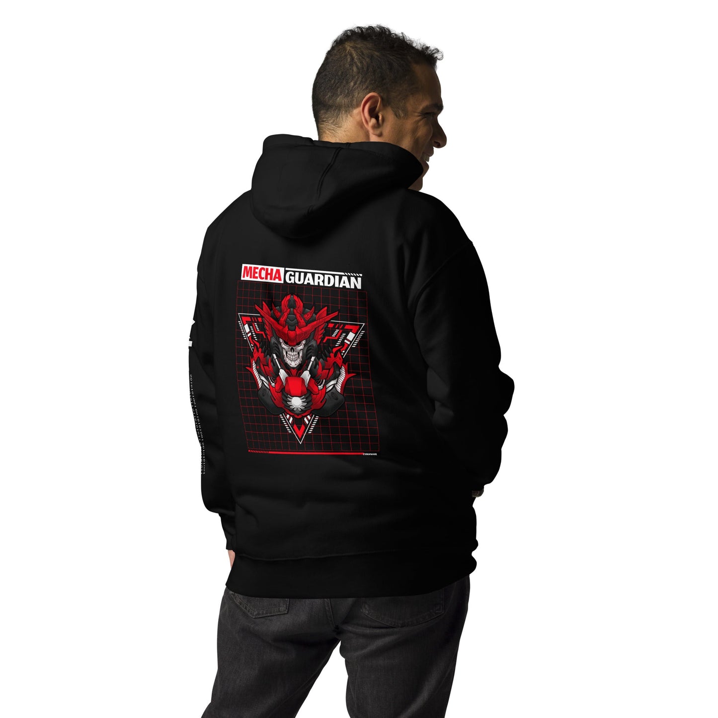 Red Mecha Guardian - Unisex Hoodie ( Back Print ) by DarkByteGear