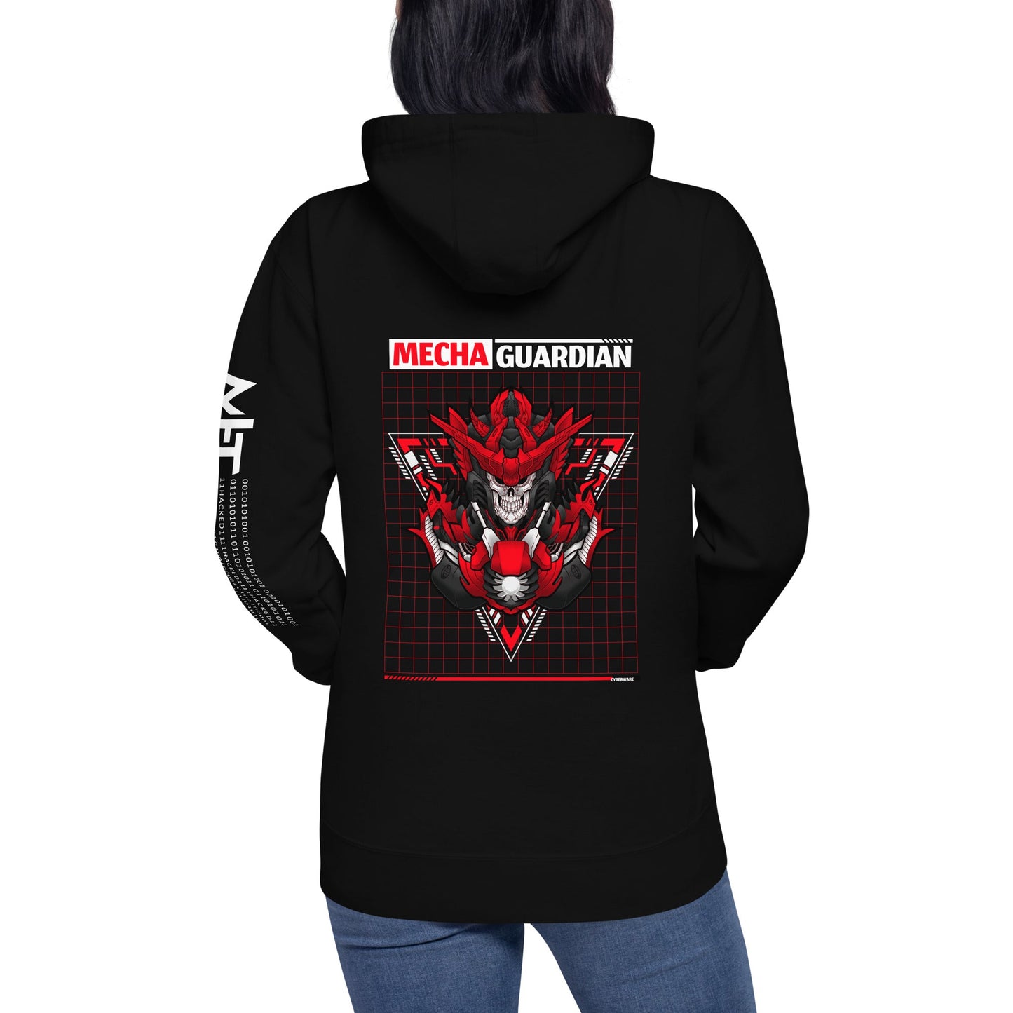 Red Mecha Guardian - Unisex Hoodie ( Back Print ) by DarkByteGear