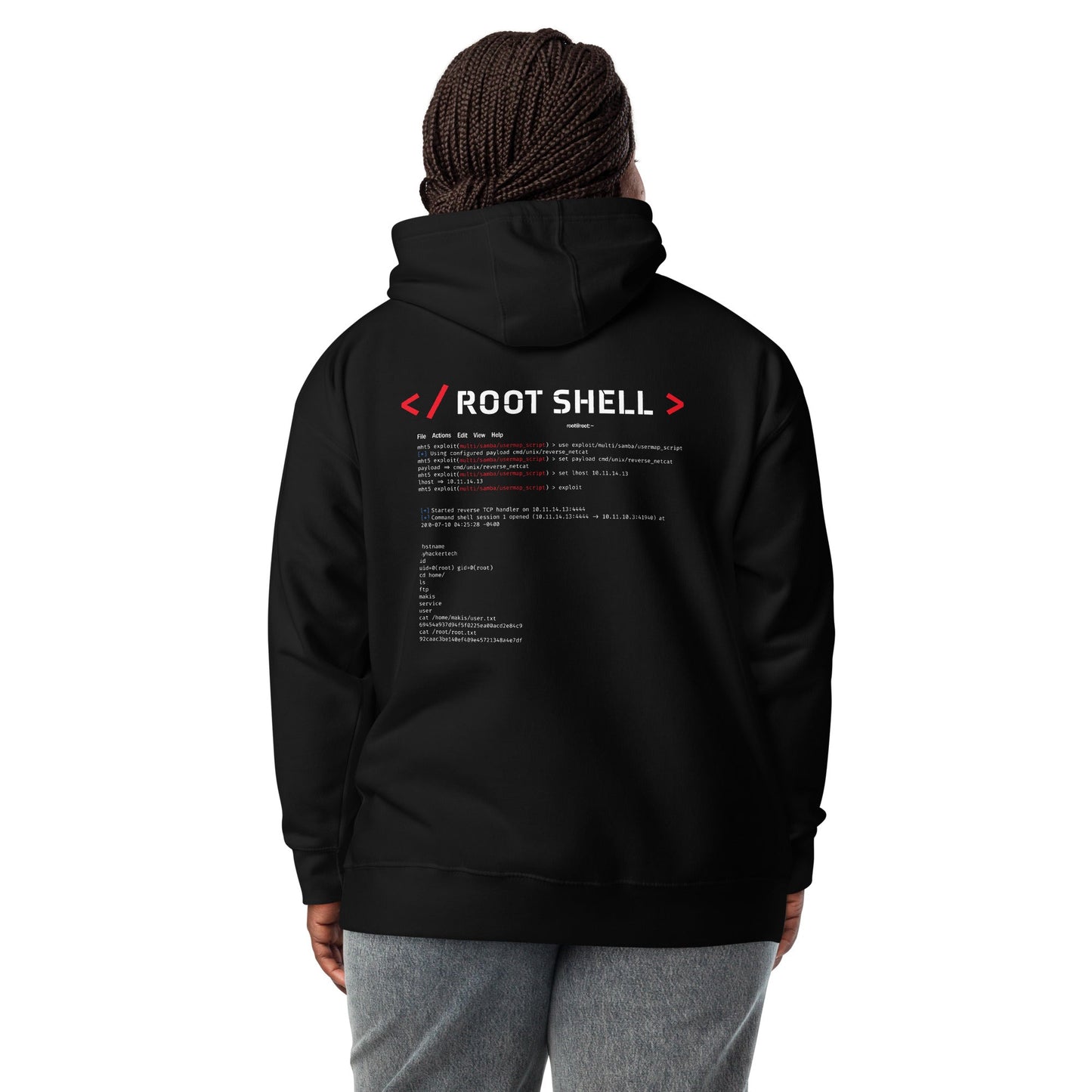 Root Shell - Unisex Hoodie ( Back Print ) by DarkByteGear