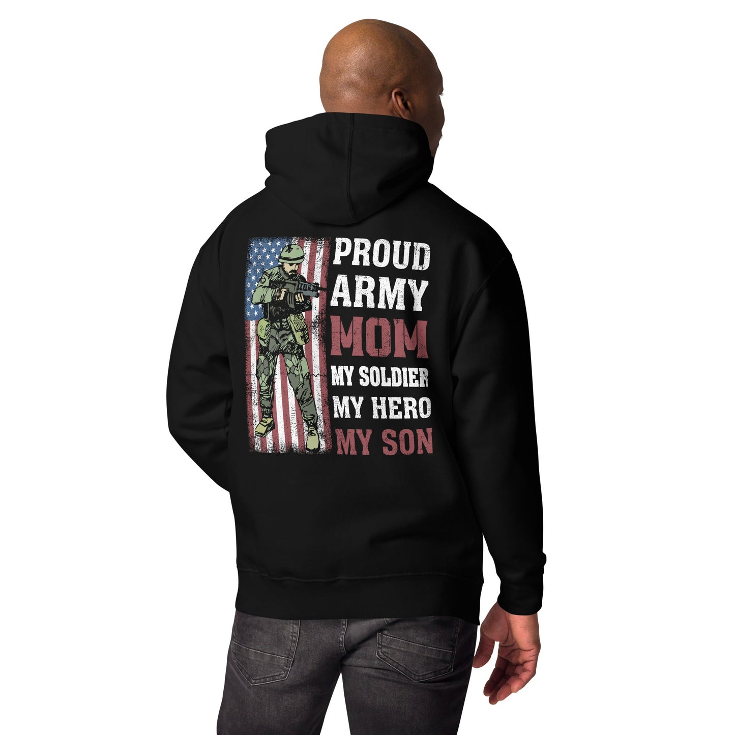Proud Army Mom - Unisex Hoodie (back print) by DarkByteGear