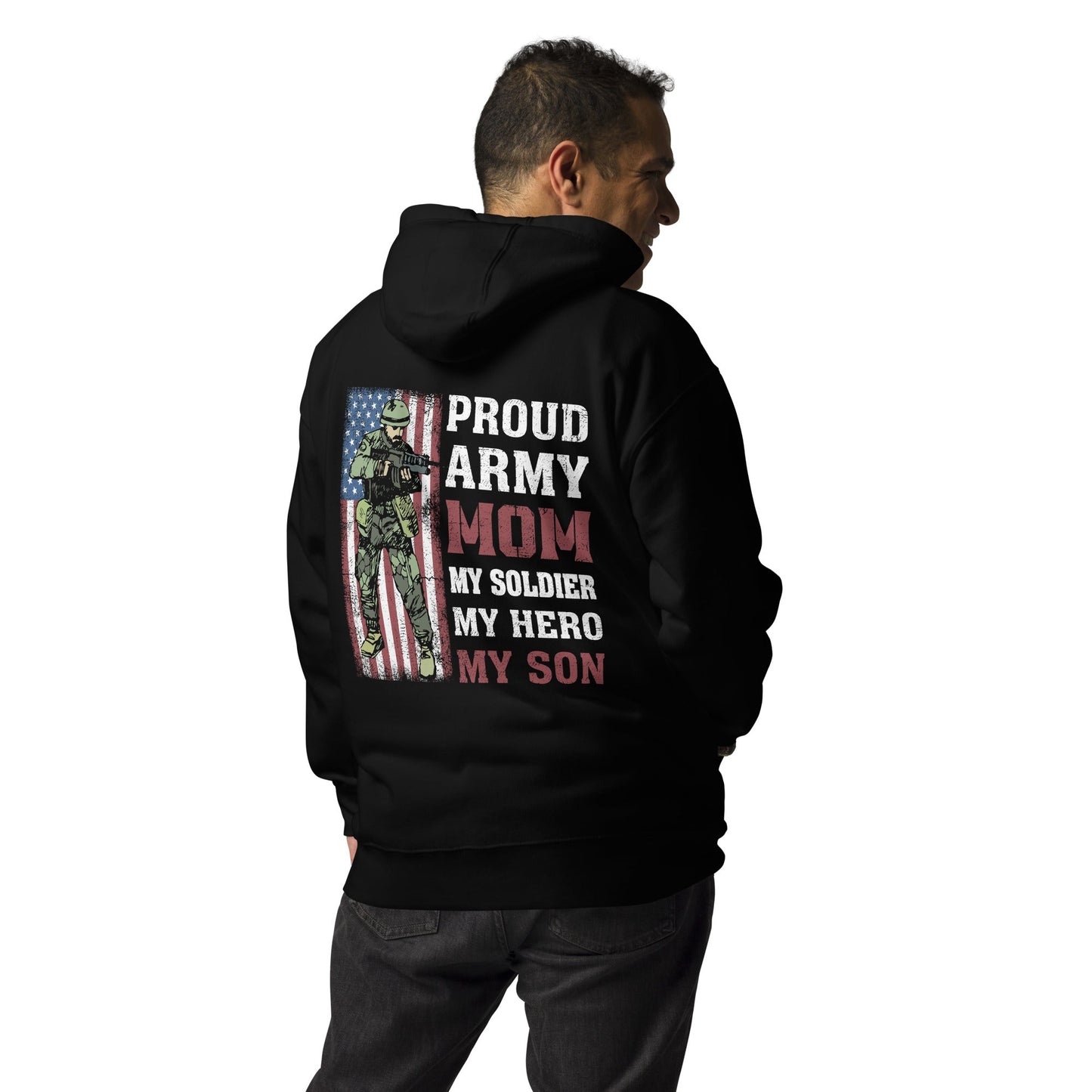 Proud Army Mom - Unisex Hoodie (back print) by DarkByteGear