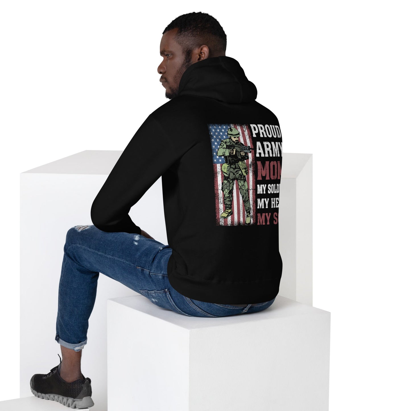 Proud Army Mom - Unisex Hoodie (back print) by DarkByteGear