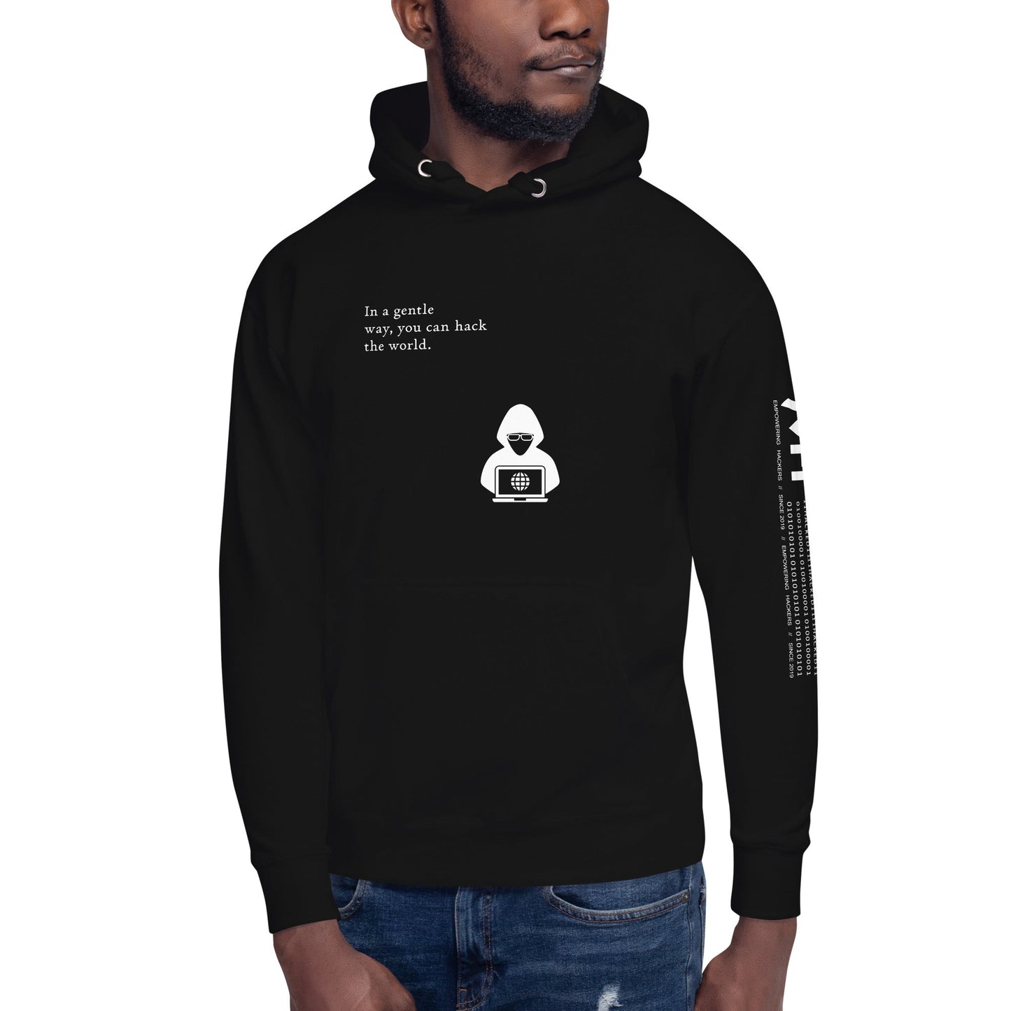 You can hack the world - Unisex Hoodie (back print) by DarkByteGear
